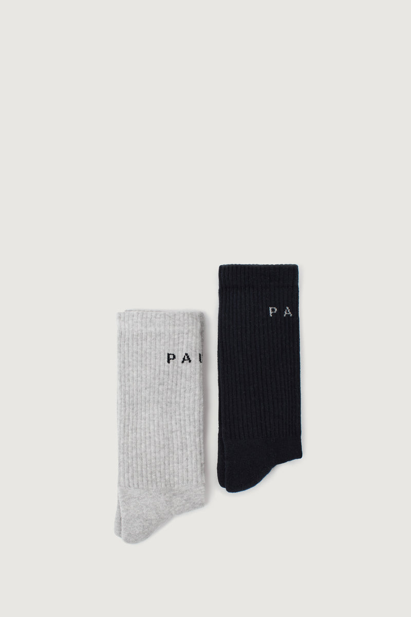 ZEO SOCKS BI-PACK MELANGE GREY/NAVY BLUE