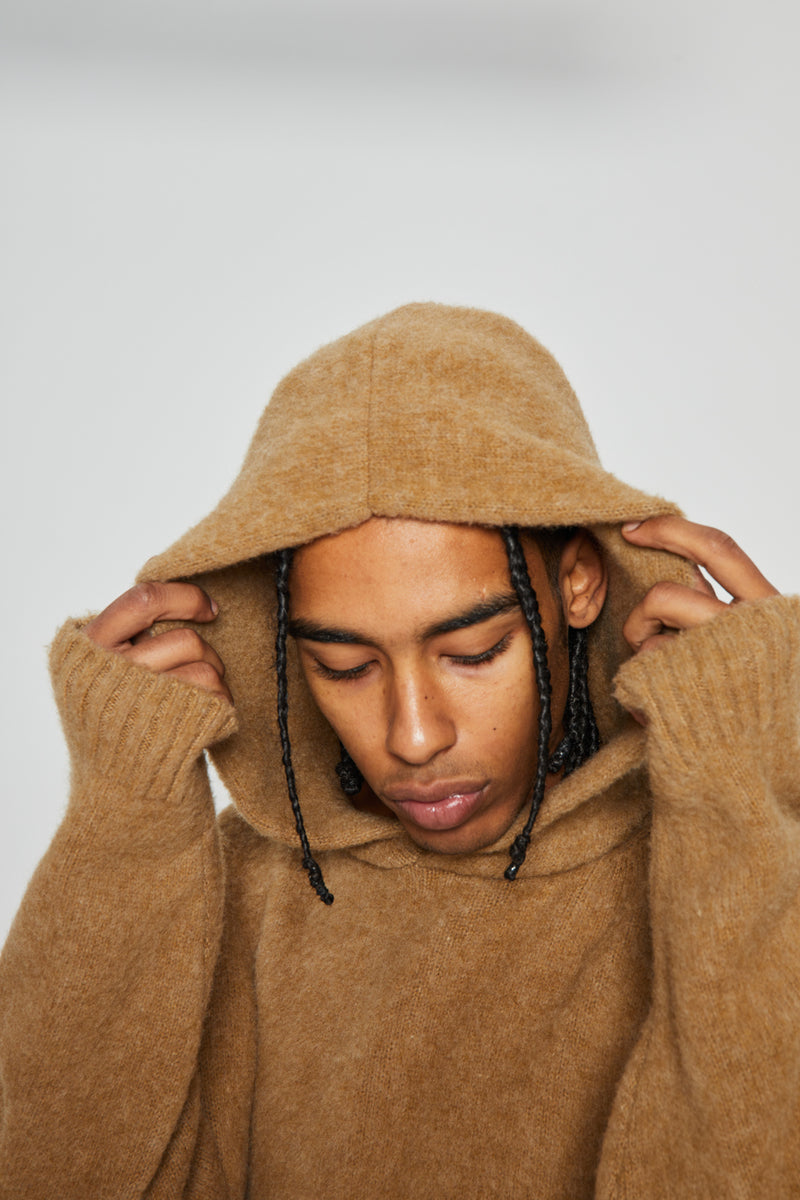 SALMA KNIT HOODIE CAMEL