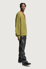 ALIENA V NECK SWEATER OLIVE GREEN