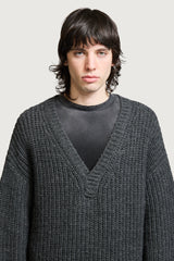 ALIENA V NECK SWEATER DARK GREY