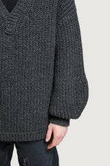 ALIENA V NECK SWEATER DARK GREY