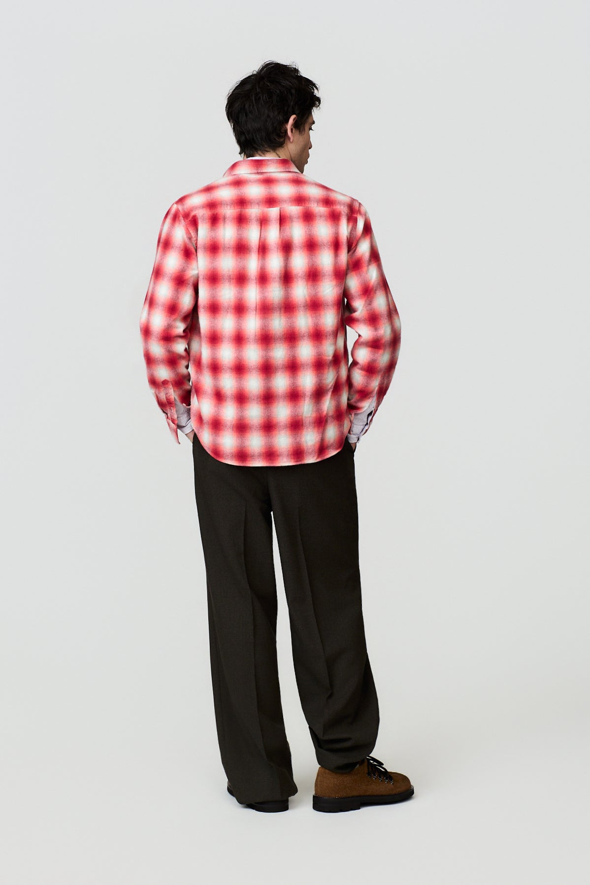 SEMETE CHECKED FLANNEL OVERSHIRT - RED/GREY