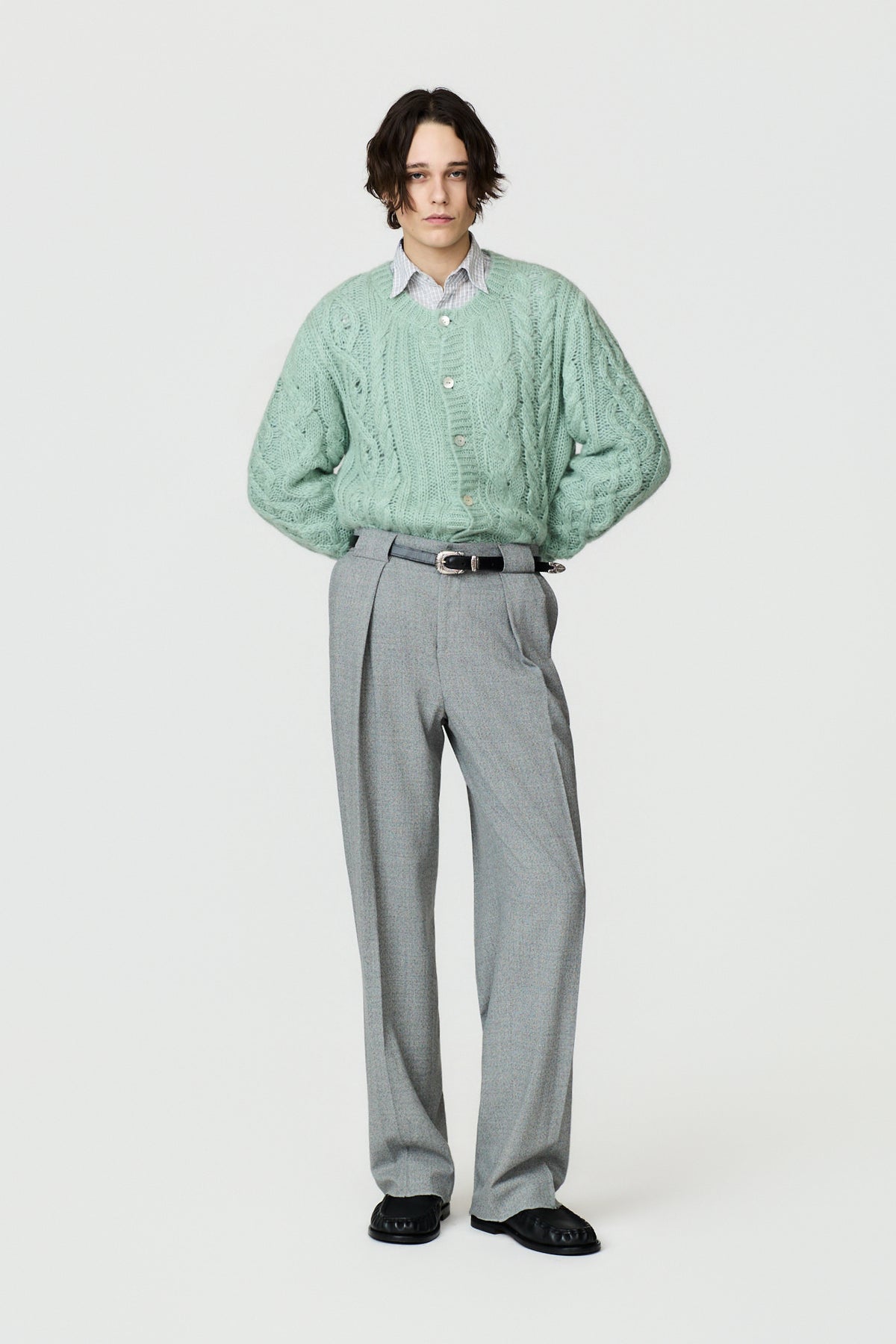 NOGE WIDE-LEG RELAXED TROUSERS - LIGHT GREY