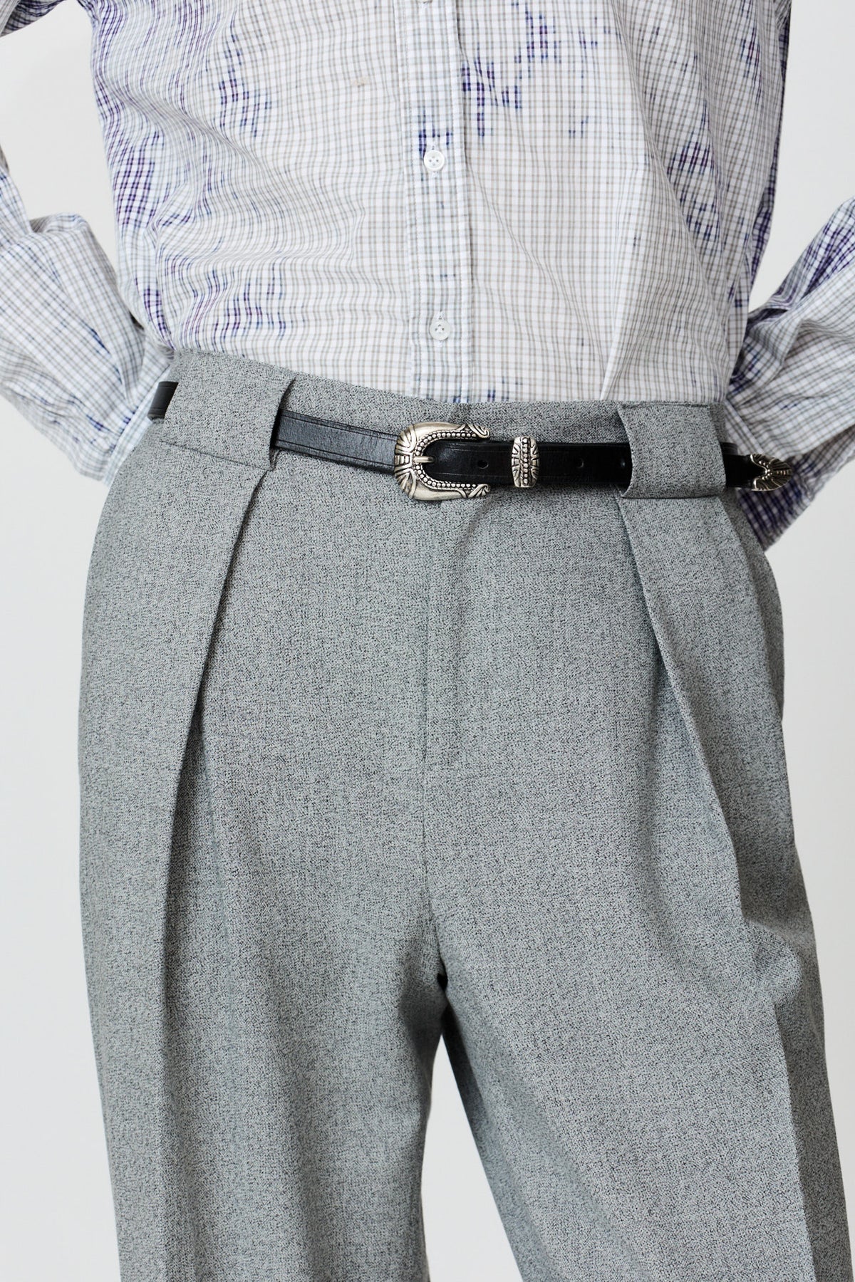 NOGE WIDE-LEG RELAXED TROUSERS - LIGHT GREY