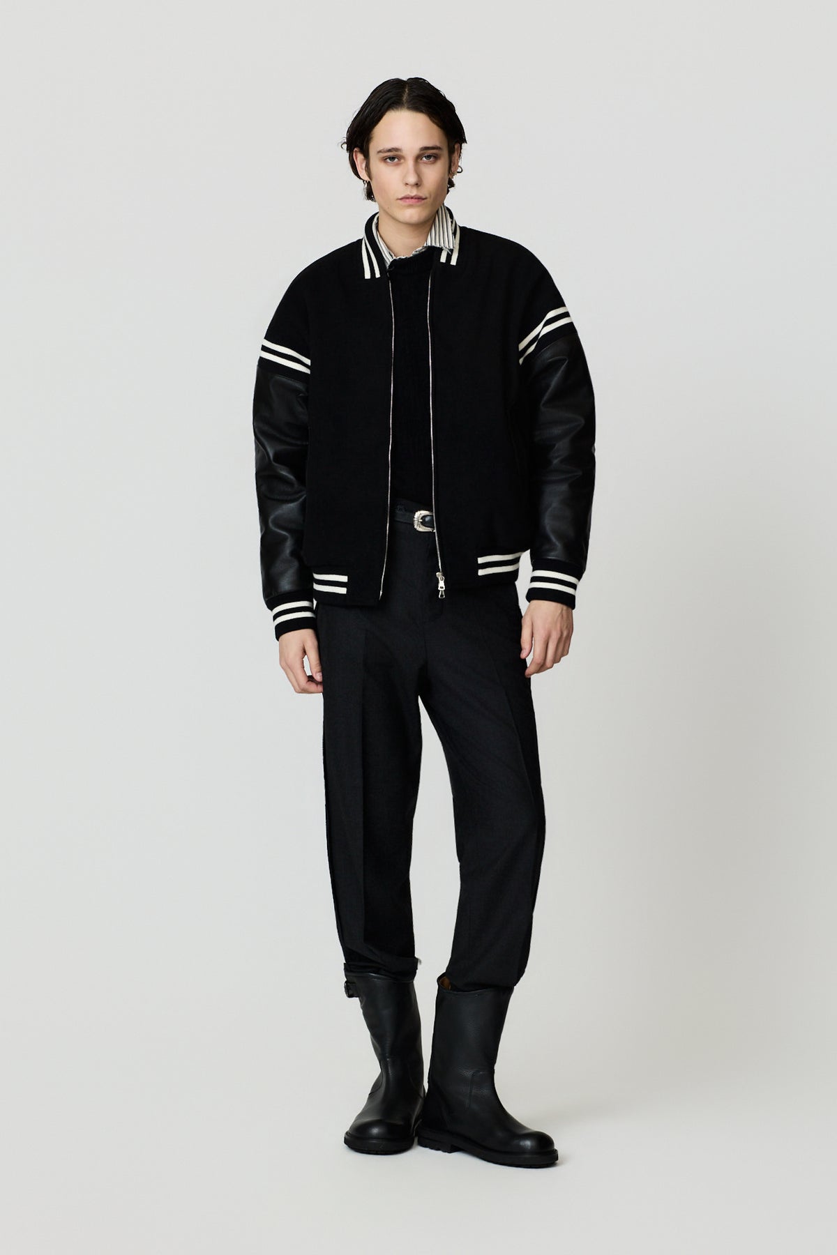 STAN VARSITY JACKET - BLACK/WHITE