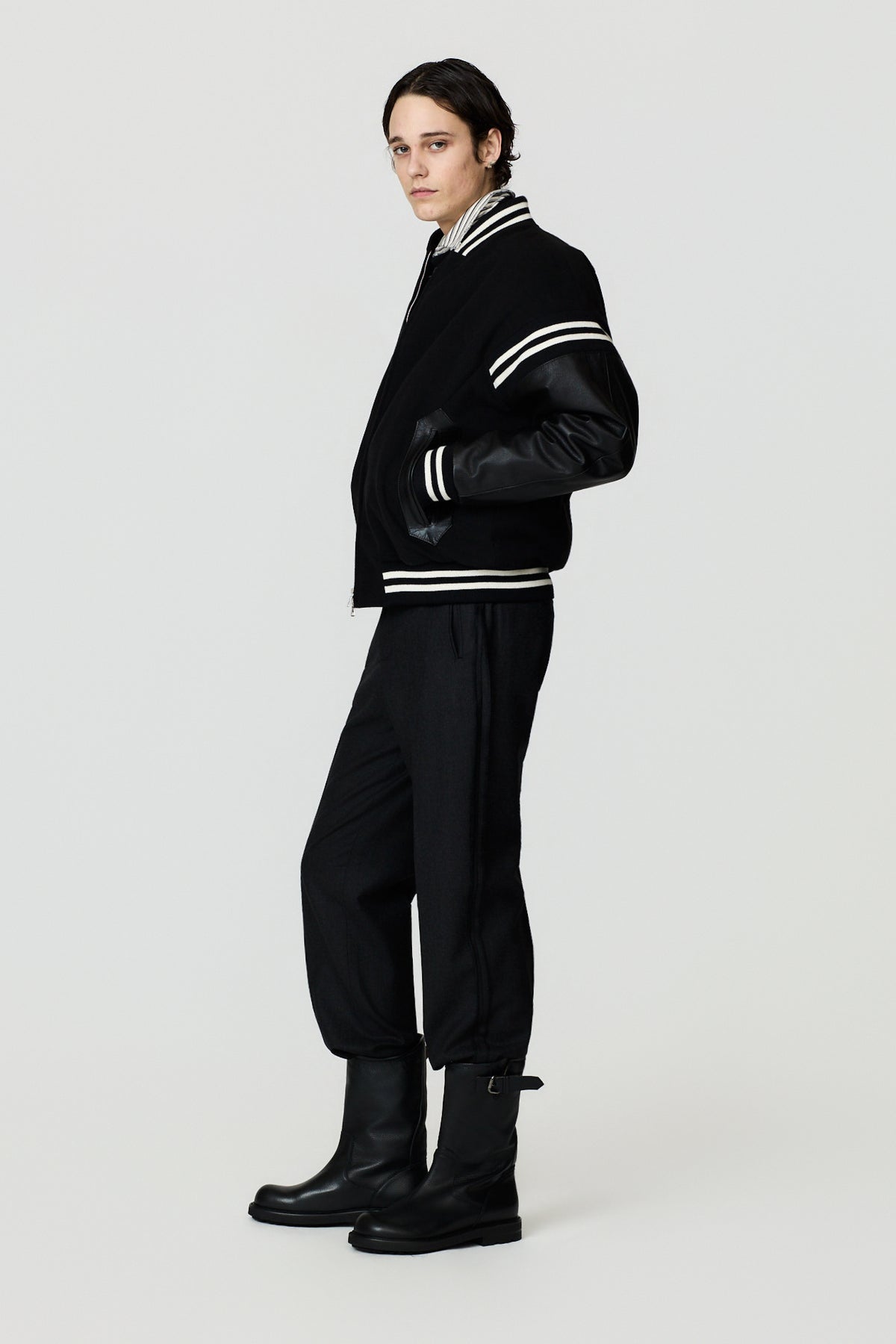 STAN VARSITY JACKET - BLACK/WHITE