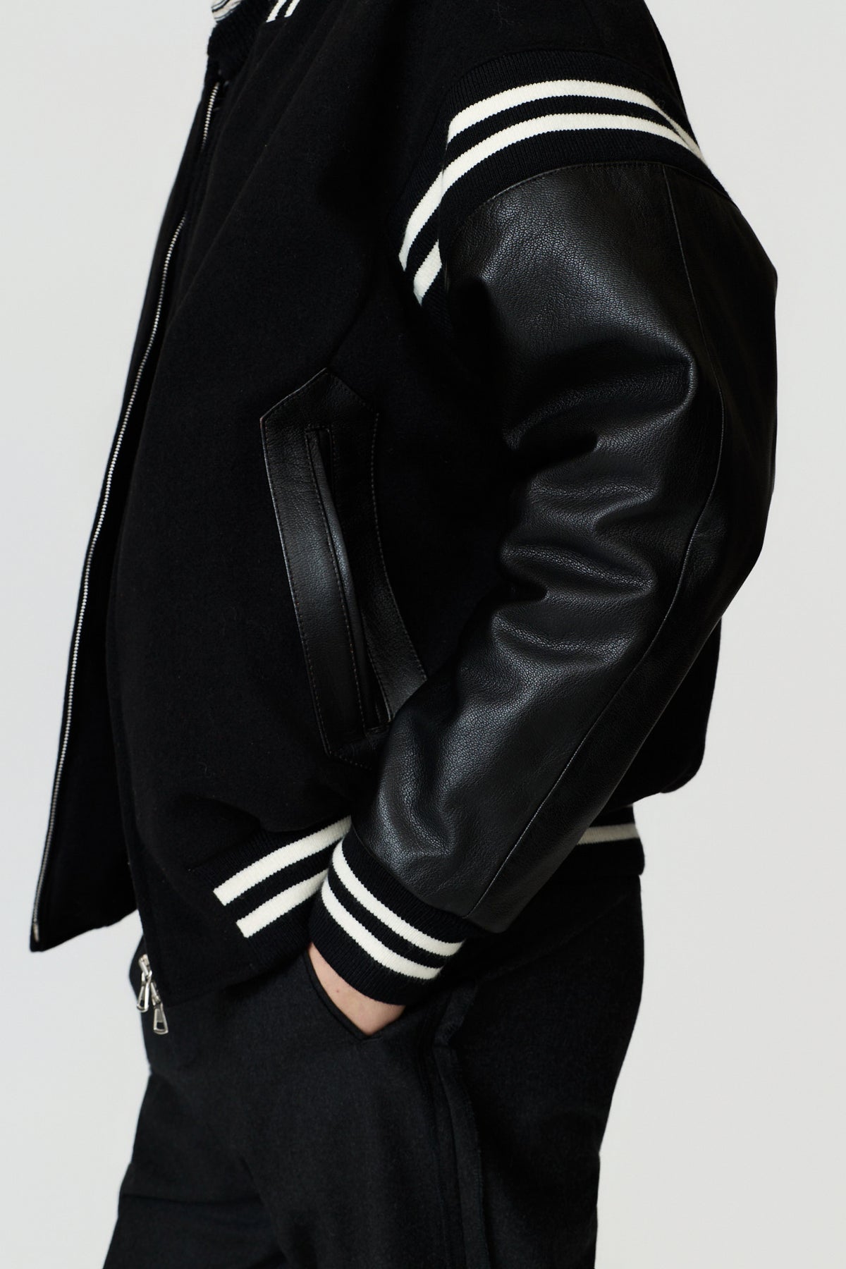 STAN VARSITY JACKET - BLACK/WHITE
