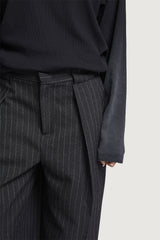 NOGE CLASSIC PANTS DARK GREY PINSTRIPES