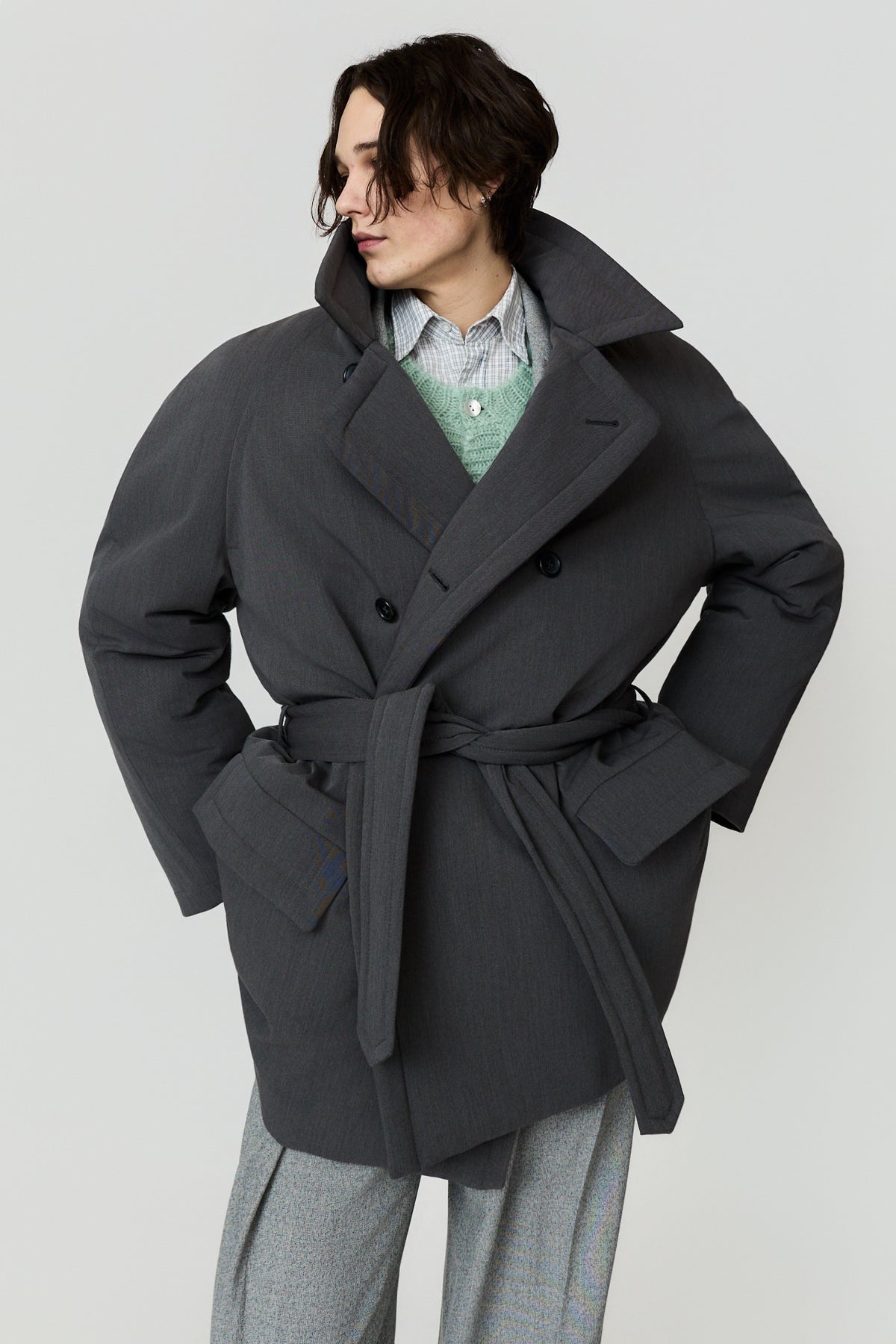 paura-Alcide Padded Coat - Dark Grey-14DP00010000733
