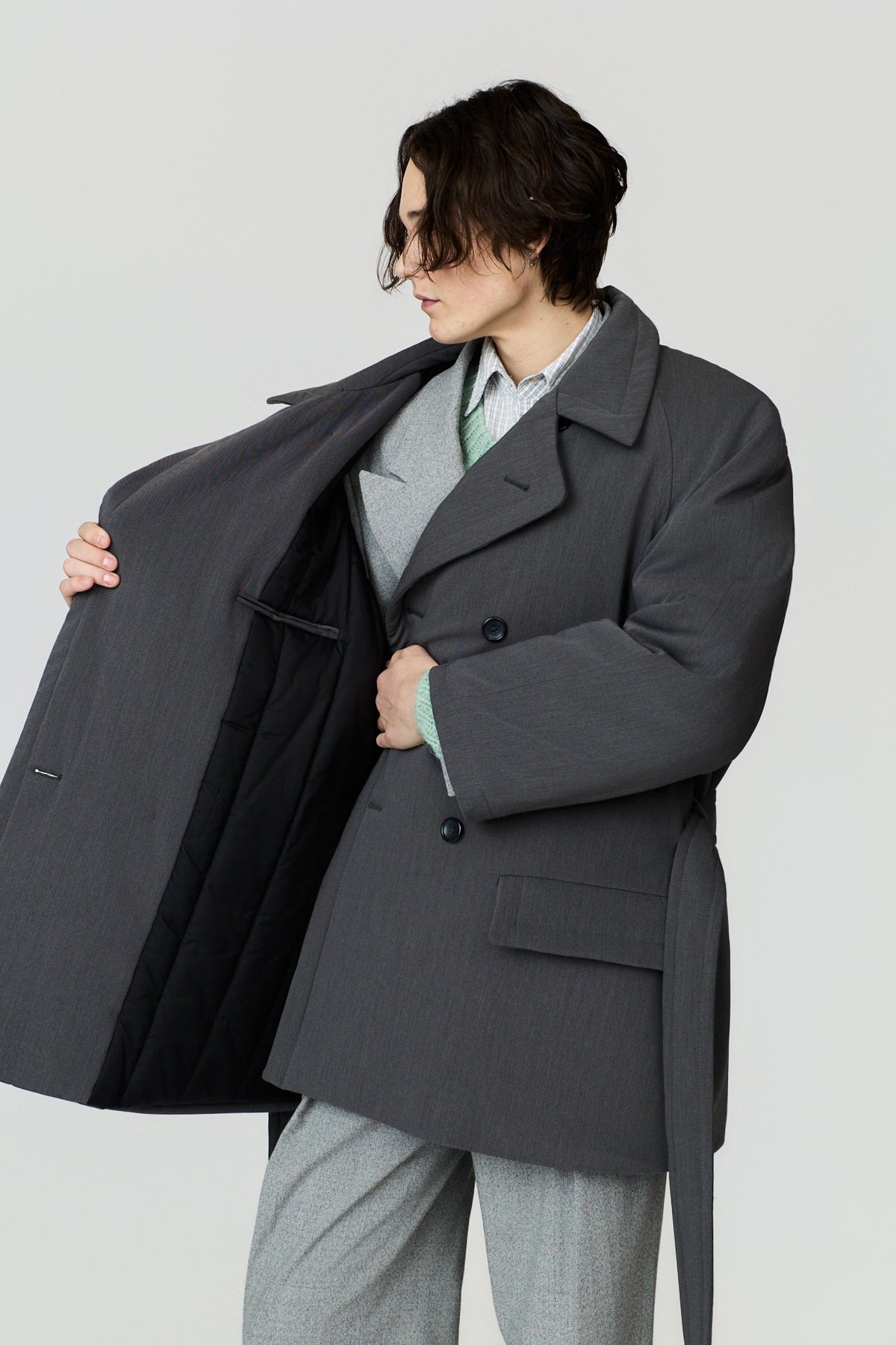 paura-Alcide Padded Coat - Dark Grey-14DP00010000733