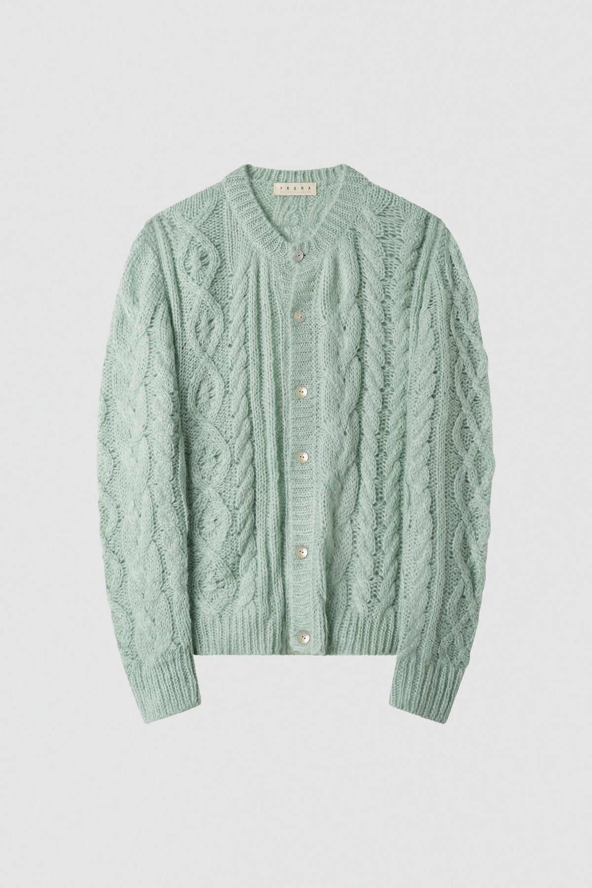 paura-Amar Round Neck Cardigan - Mint-16DP60100000049