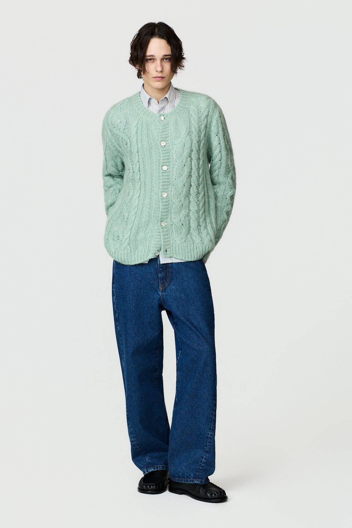 paura-Amar Round Neck Cardigan - Mint-16DP60100000049