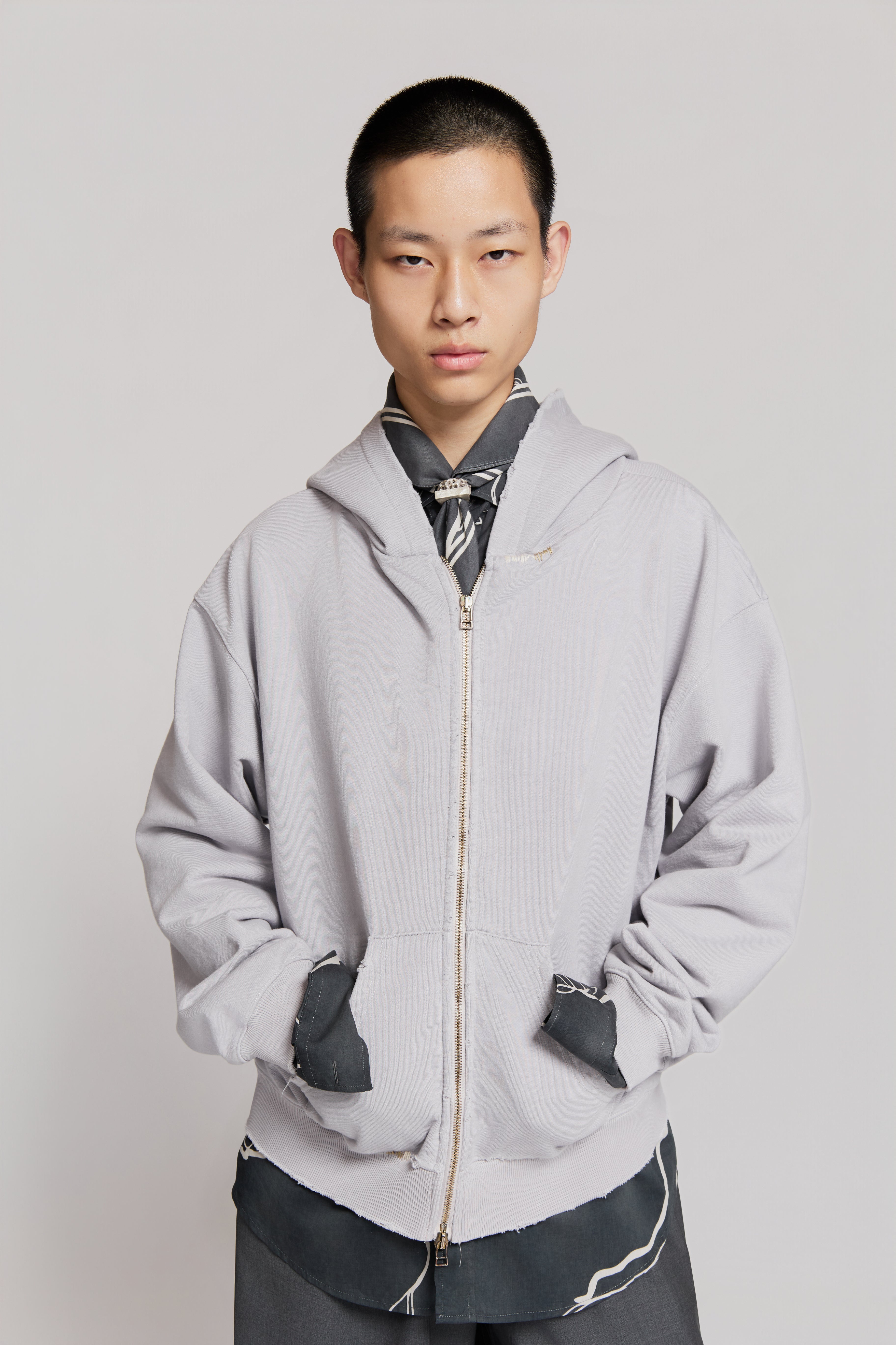 paura-Arabica Full Zip Hoodie Lilac-15DP30030000003