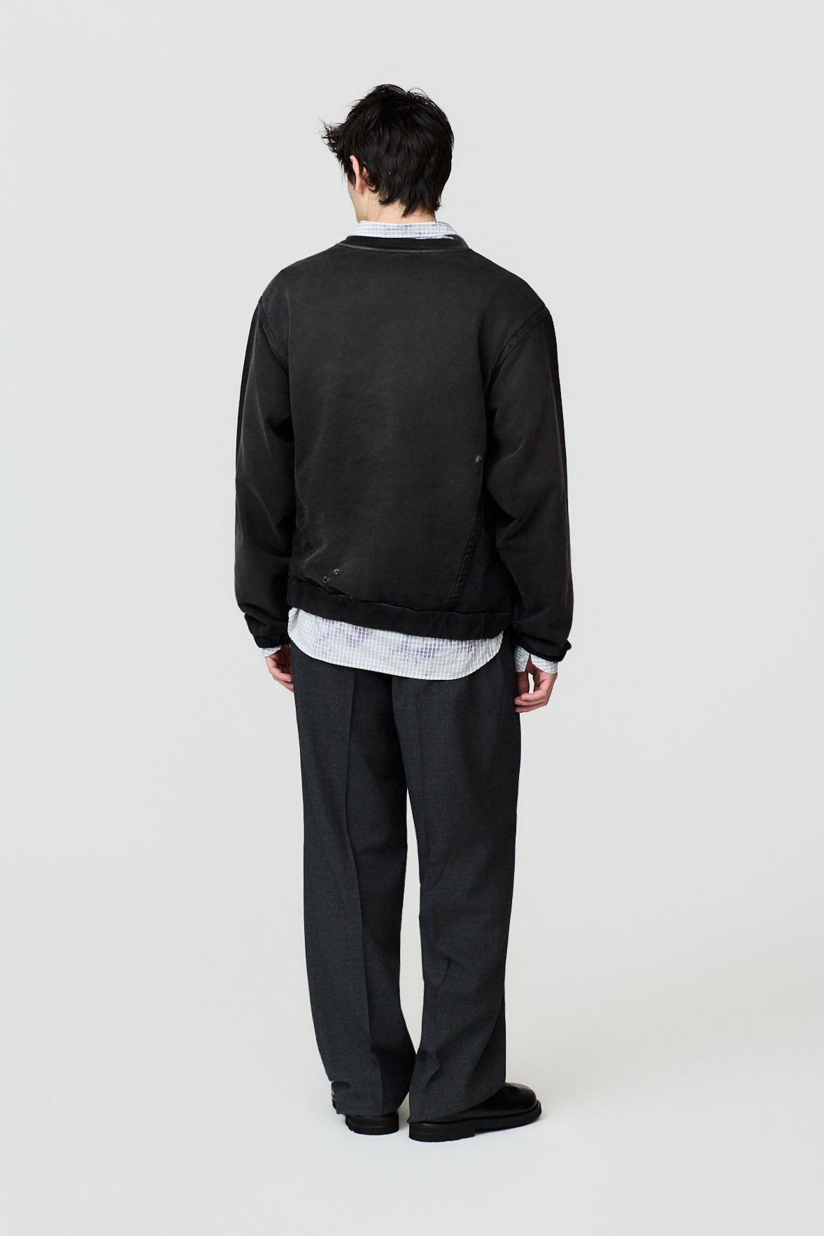 paura-Artemisia Garment-Dyed Distressed Crewneck - Black-16DP30050000001