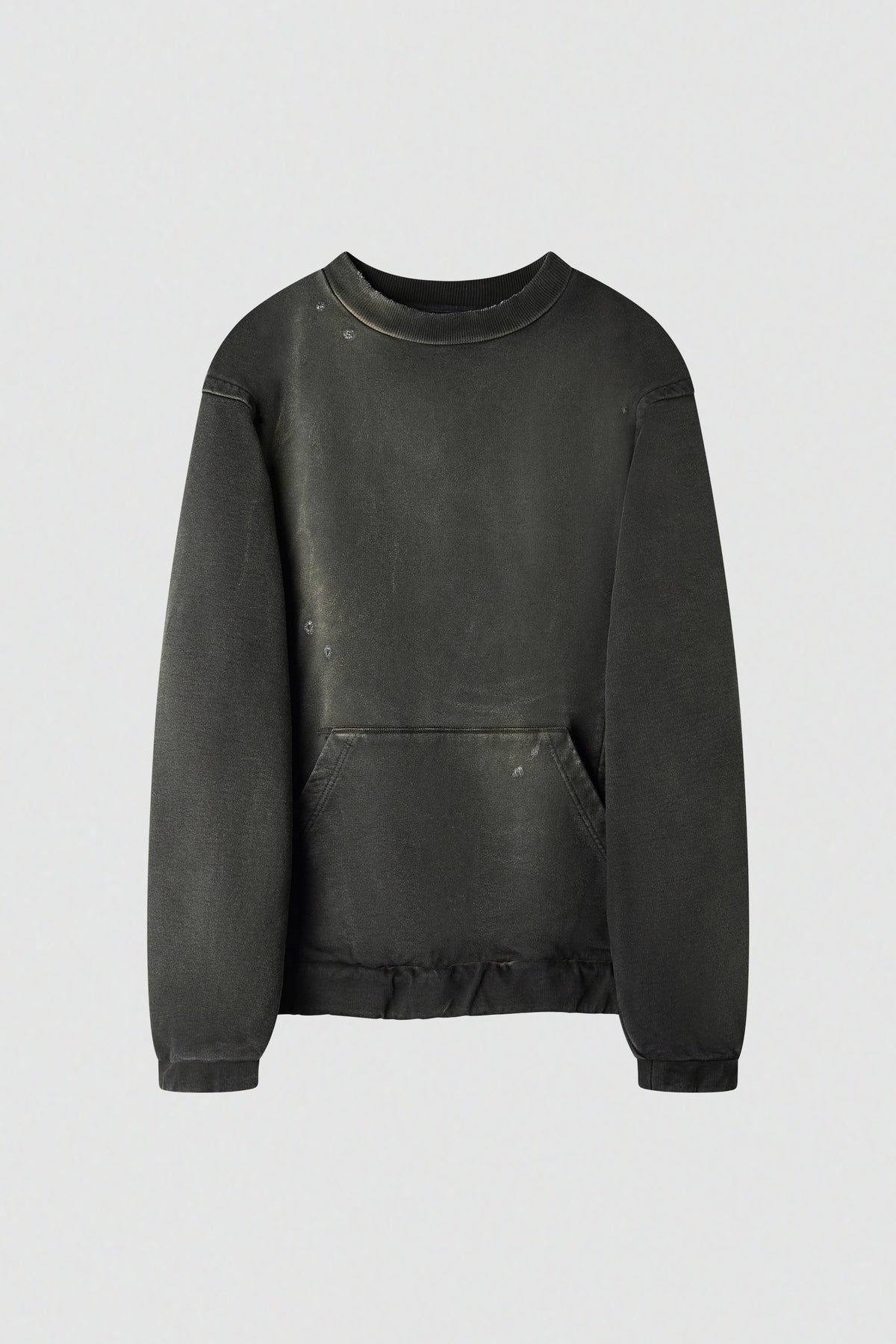 paura-Artemisia Garment-Dyed Distressed Crewneck - Black-16DP30050000001