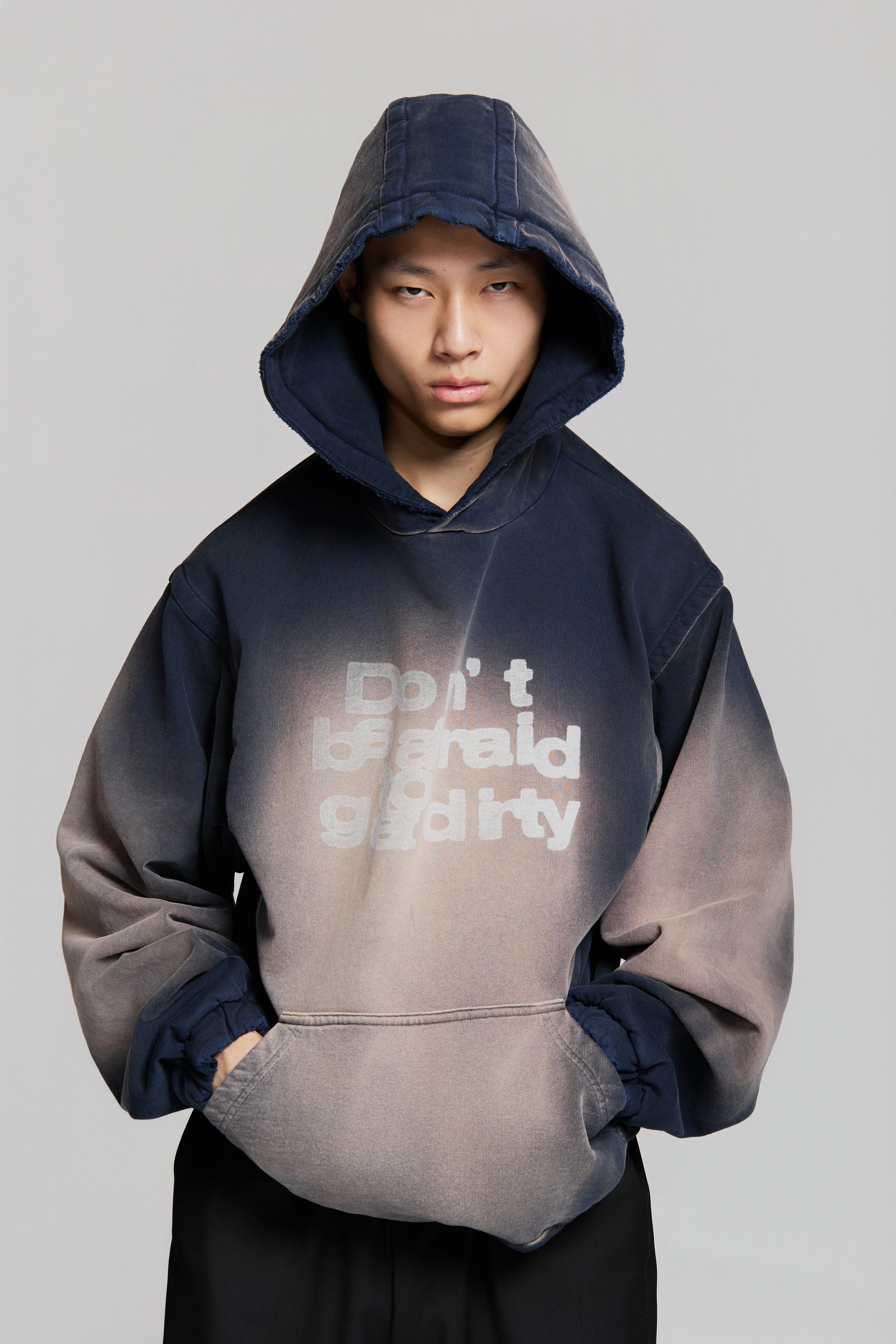paura-Assenzio "Dbatgd" Oversized Hoodie Dark Blue-15DP30040000031