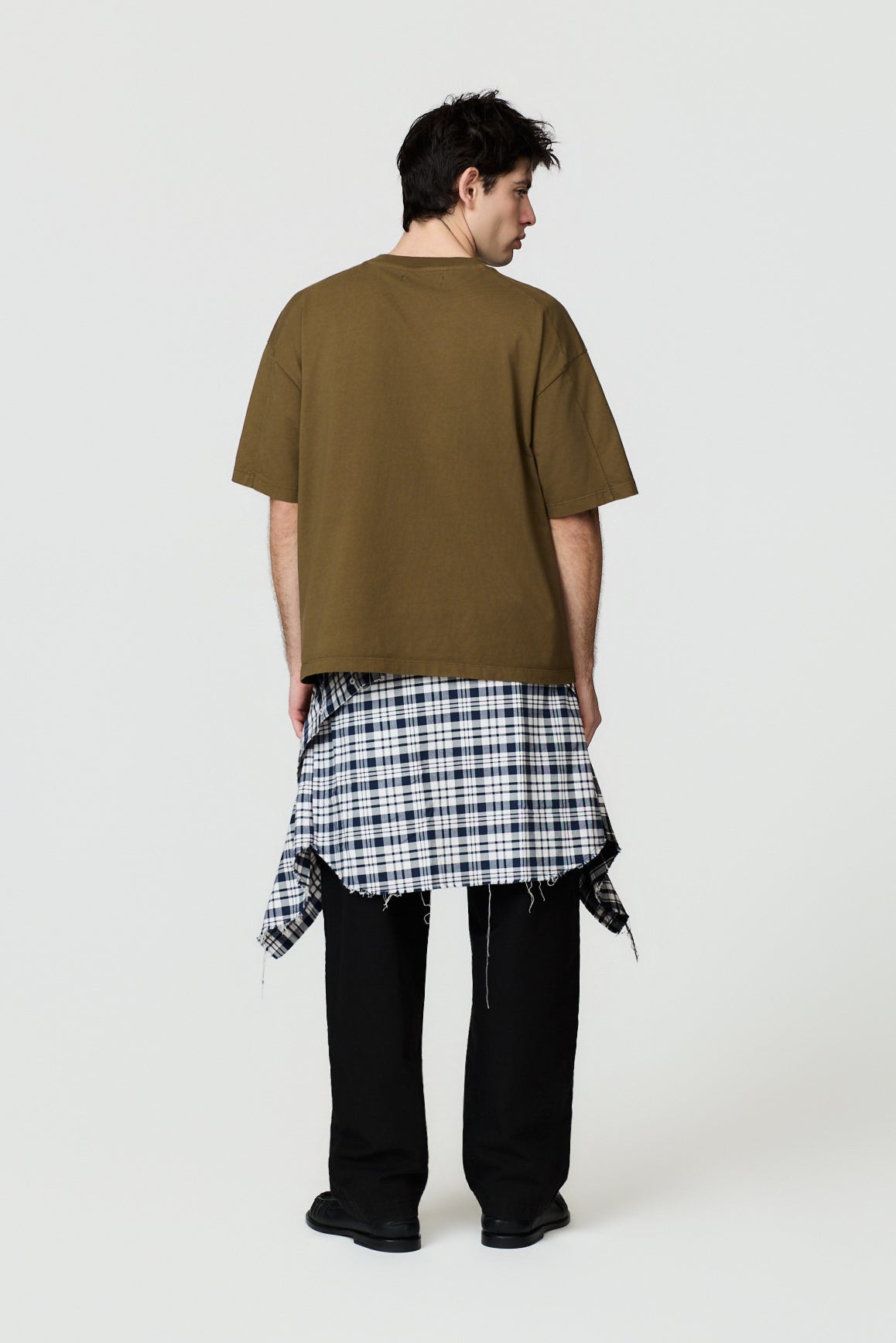 paura-Aura Embroidered Boxy Tee - Olive Green-16DP10102040016