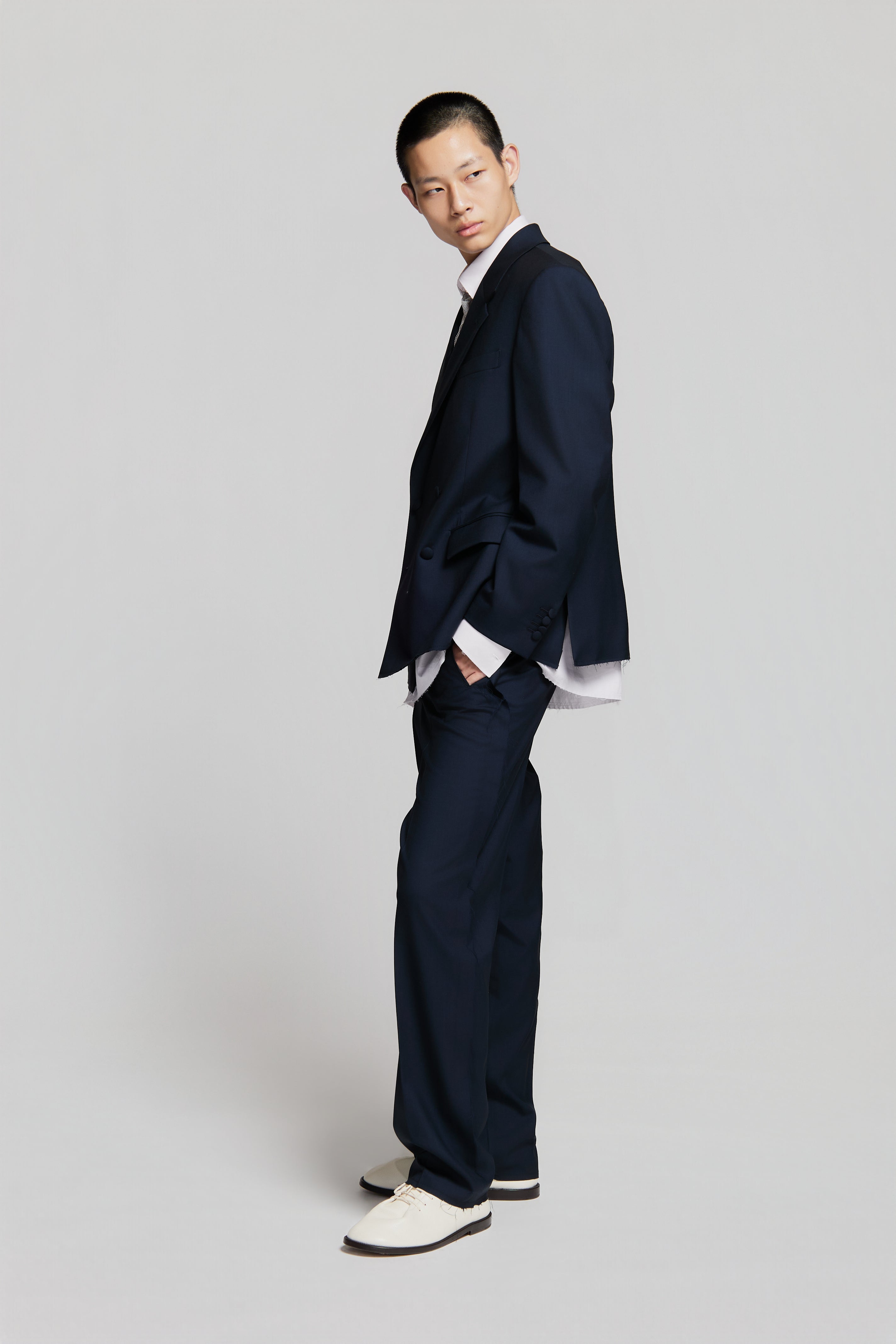 paura-Cassel Doublebreasted Suit Jacket Dark Blue-15DP50040000006