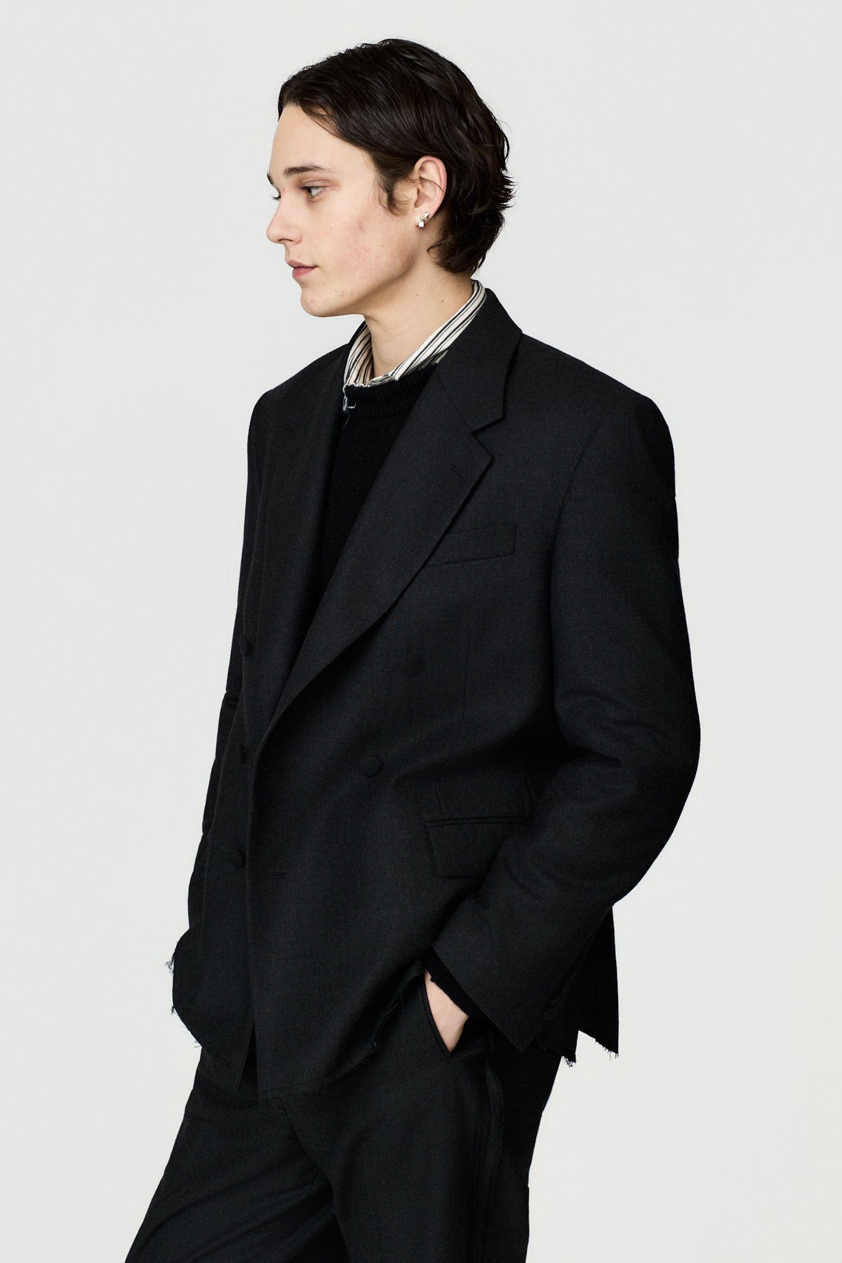 paura-Cassel Raw-Edge Suit Jacket - Antracite-16DP50040000037