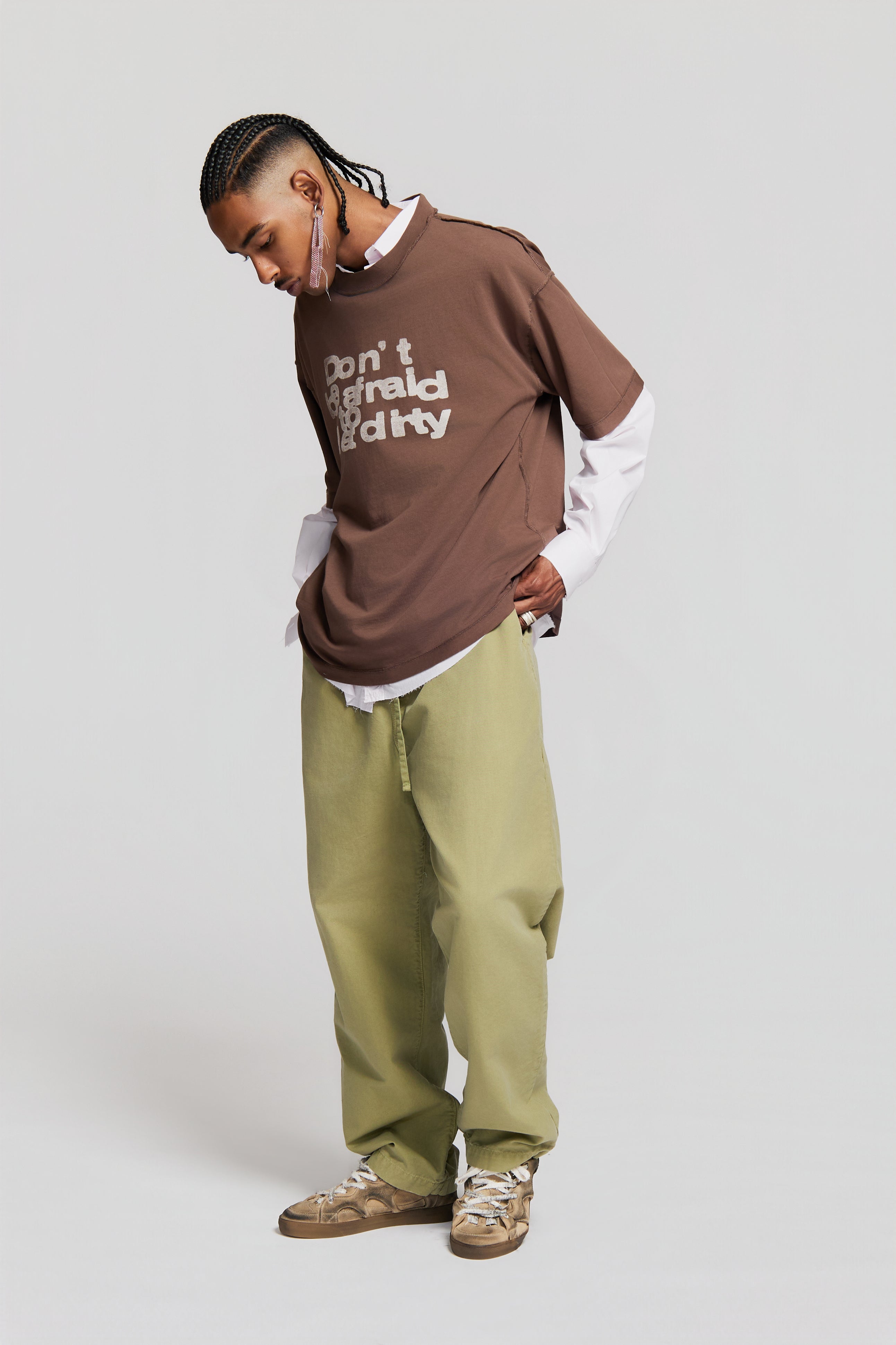 paura-Costa "Dbatgd" Oversized T-Shirt Brown-15DP10021020016