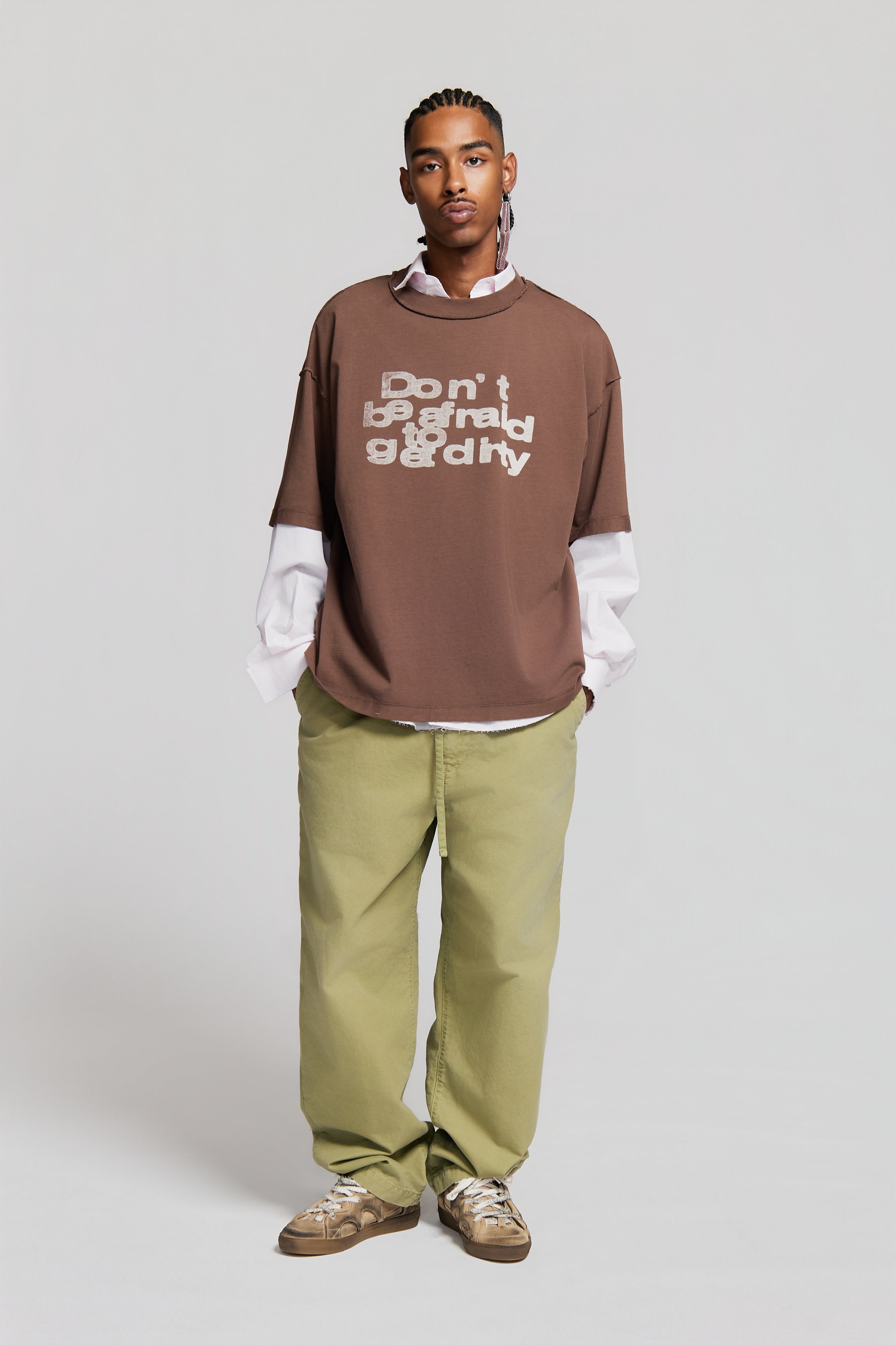 paura-Costa "Dbatgd" Oversized T-Shirt Brown-15DP10021020016