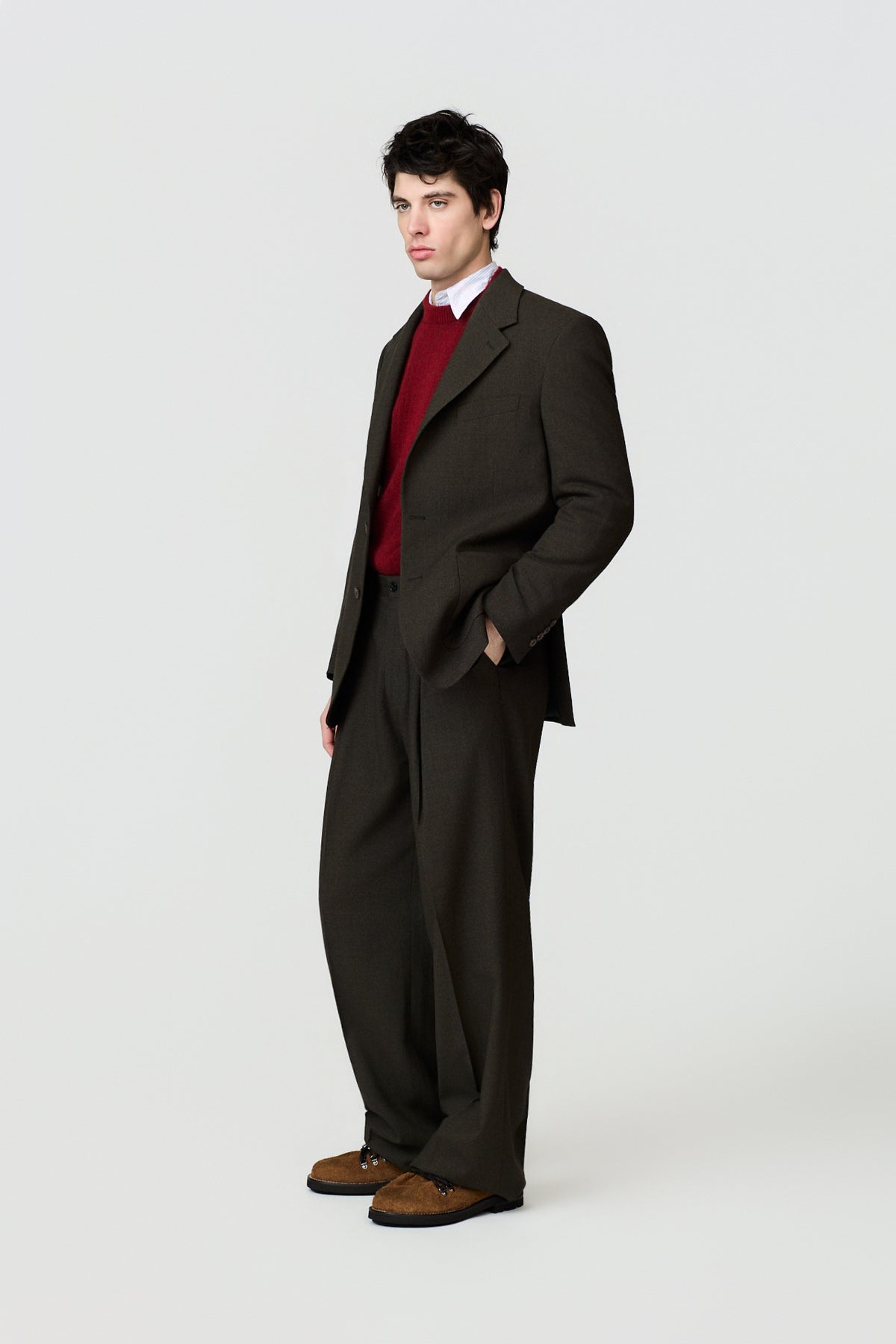 paura-Crew Single-Breasted Jacket - Dark Green-14DP00070000090