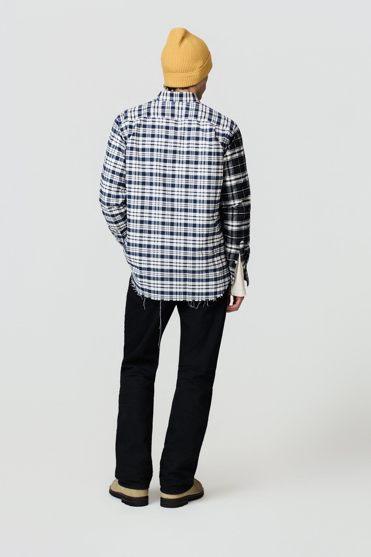 paura-Elide Patchwork Checked Overshirt Patchwork - Blue/Black-16DP20090000063
