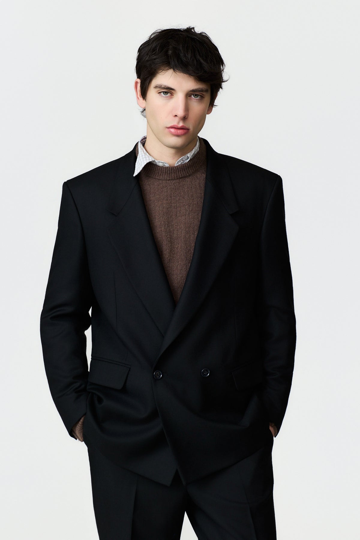 paura-Elio Oversized Double-Breasted Jacket - Black-15DP50030000001