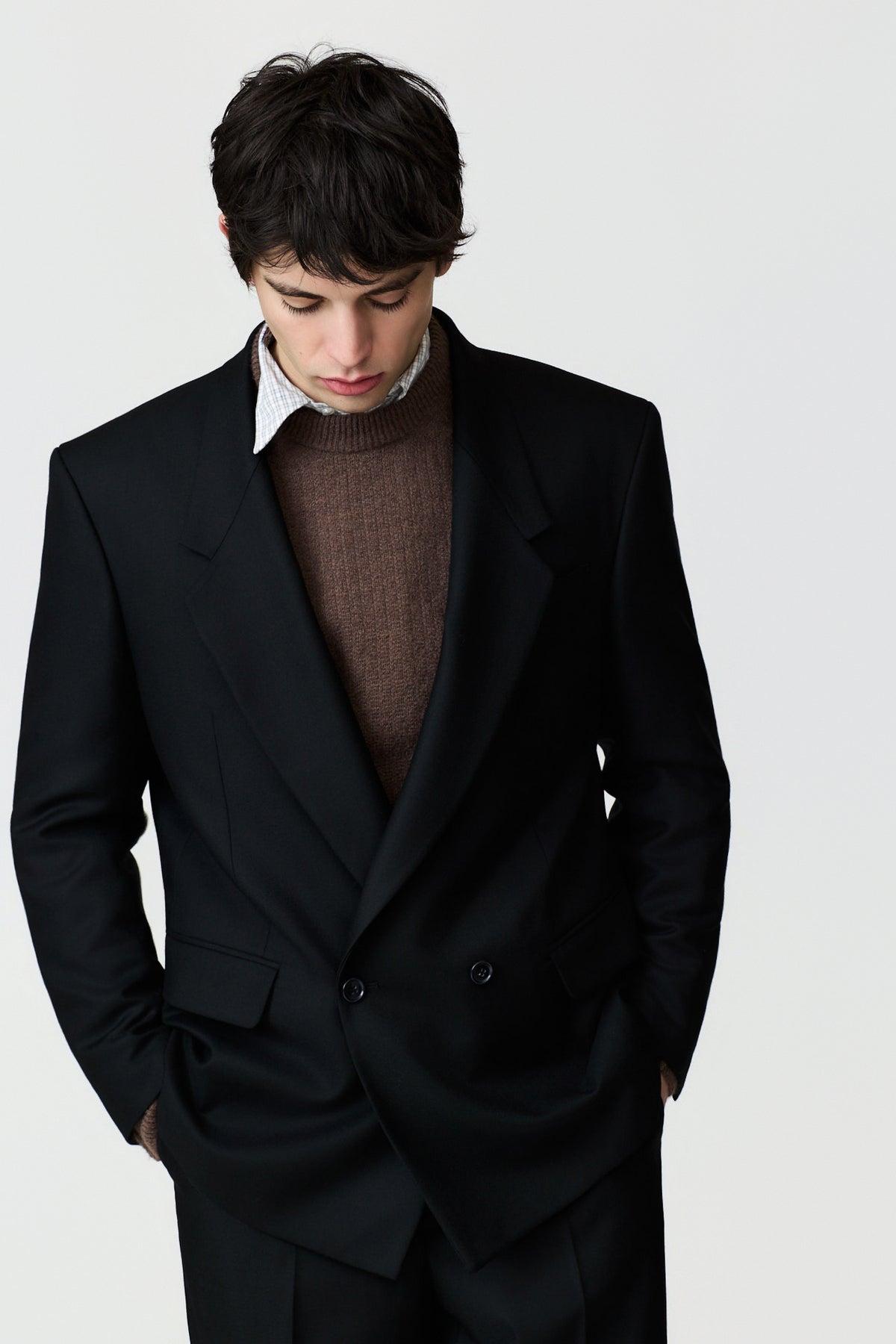 paura-Elio Oversized Double-Breasted Jacket - Black-15DP50030000001