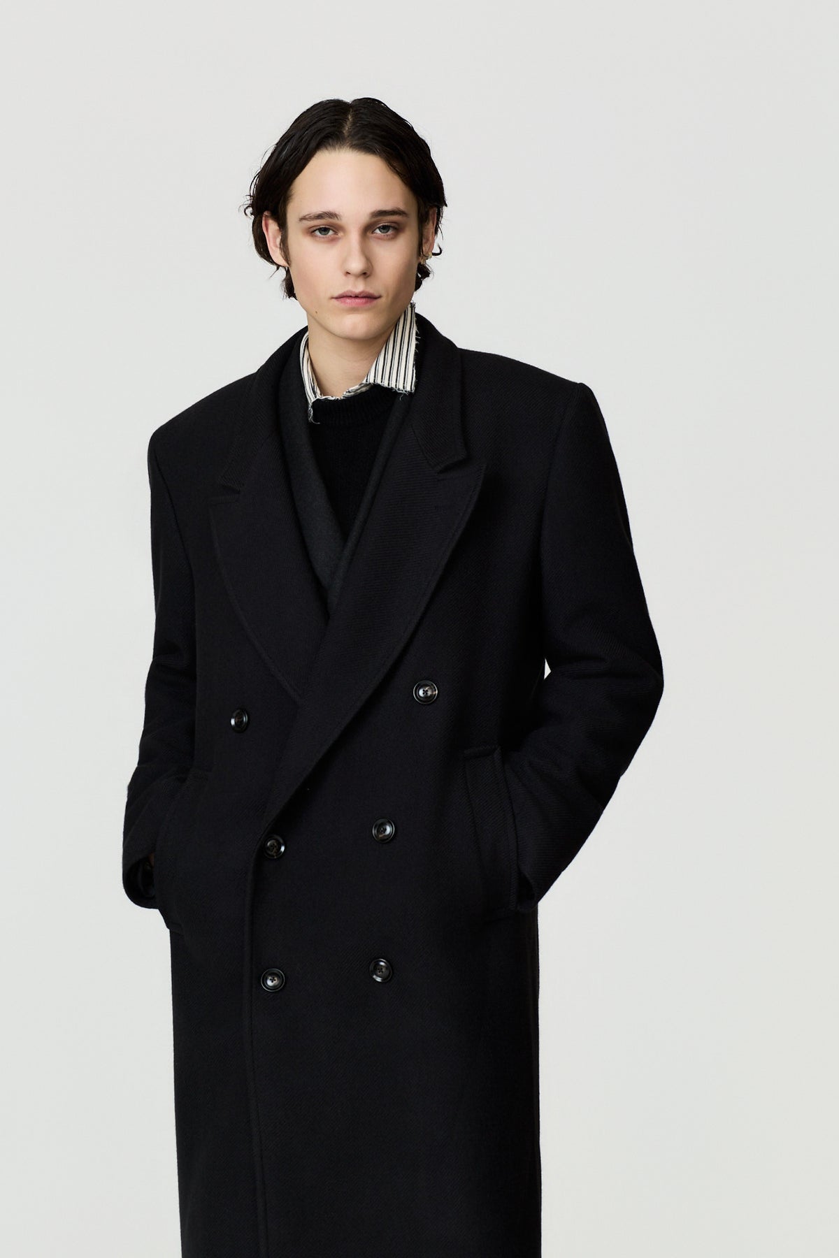 paura-Enea Double-Breasted Coat - Black-