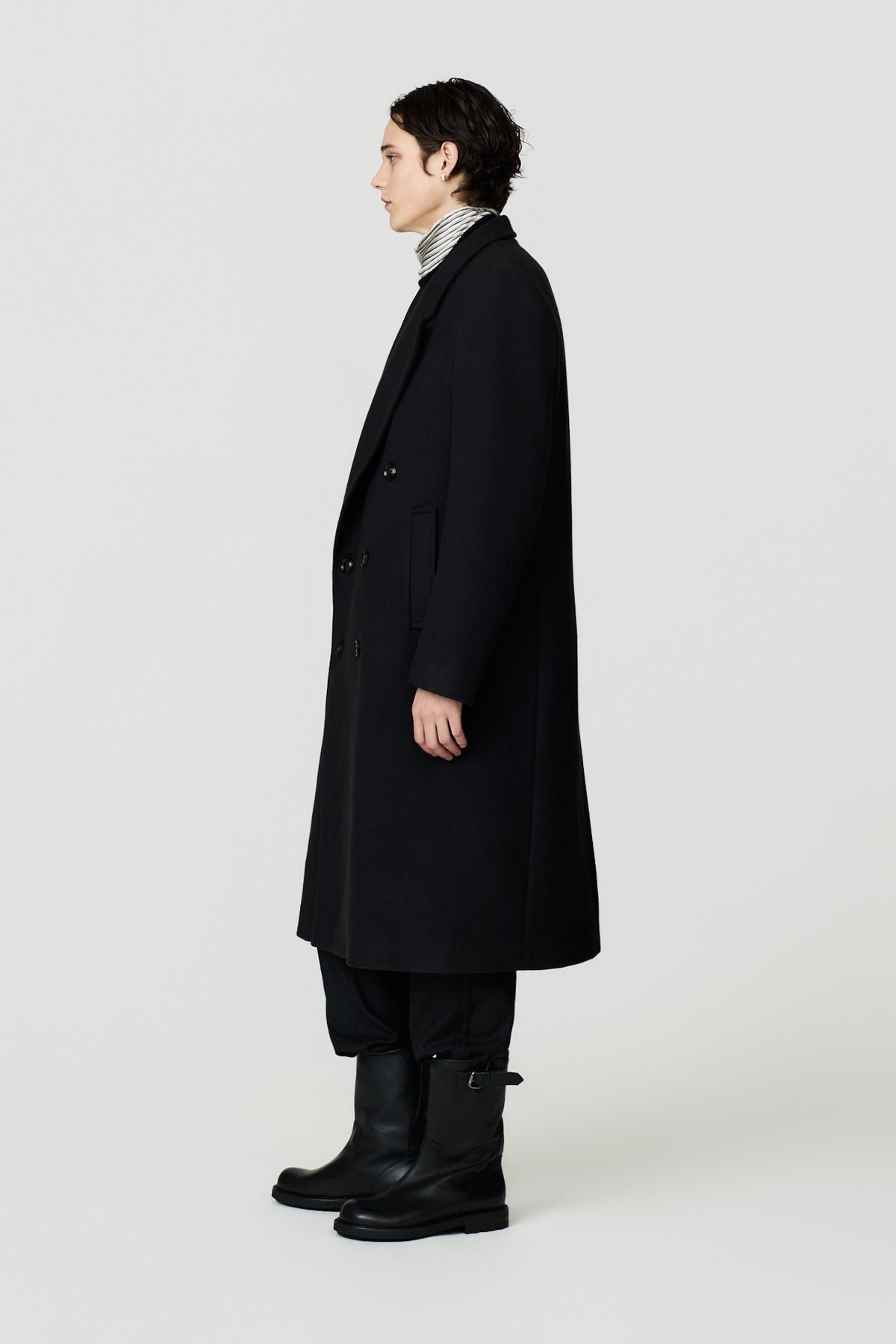 paura-Enea Double-Breasted Coat - Black-