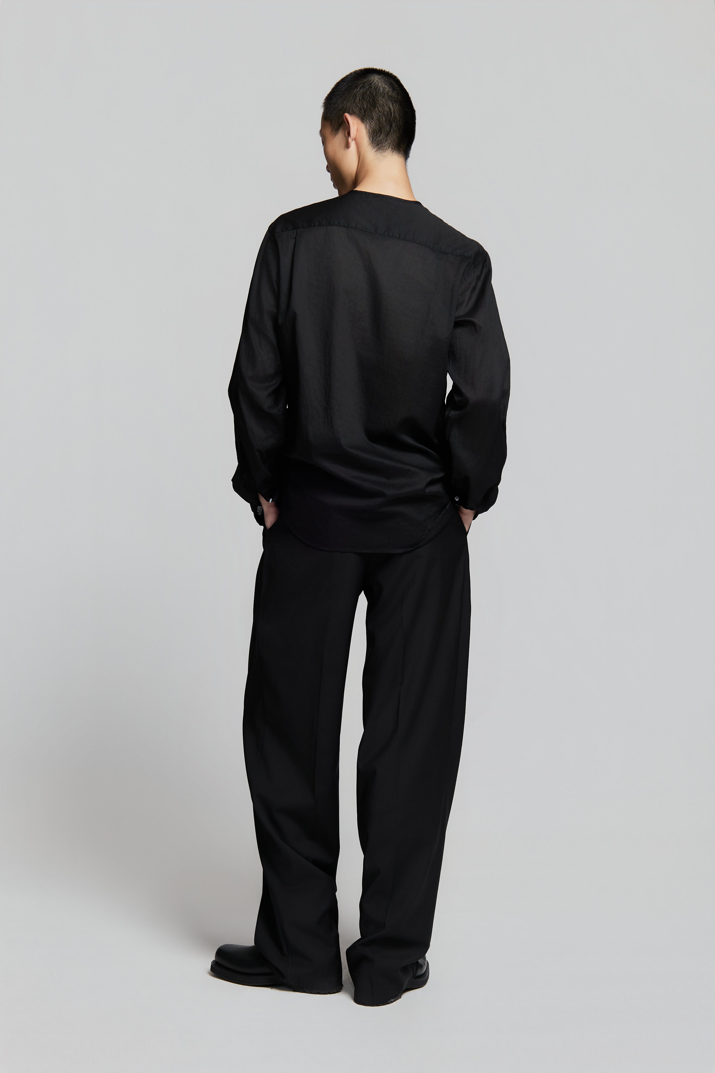 paura-Euclide Single-Button Shirt Black-15DP20040000001