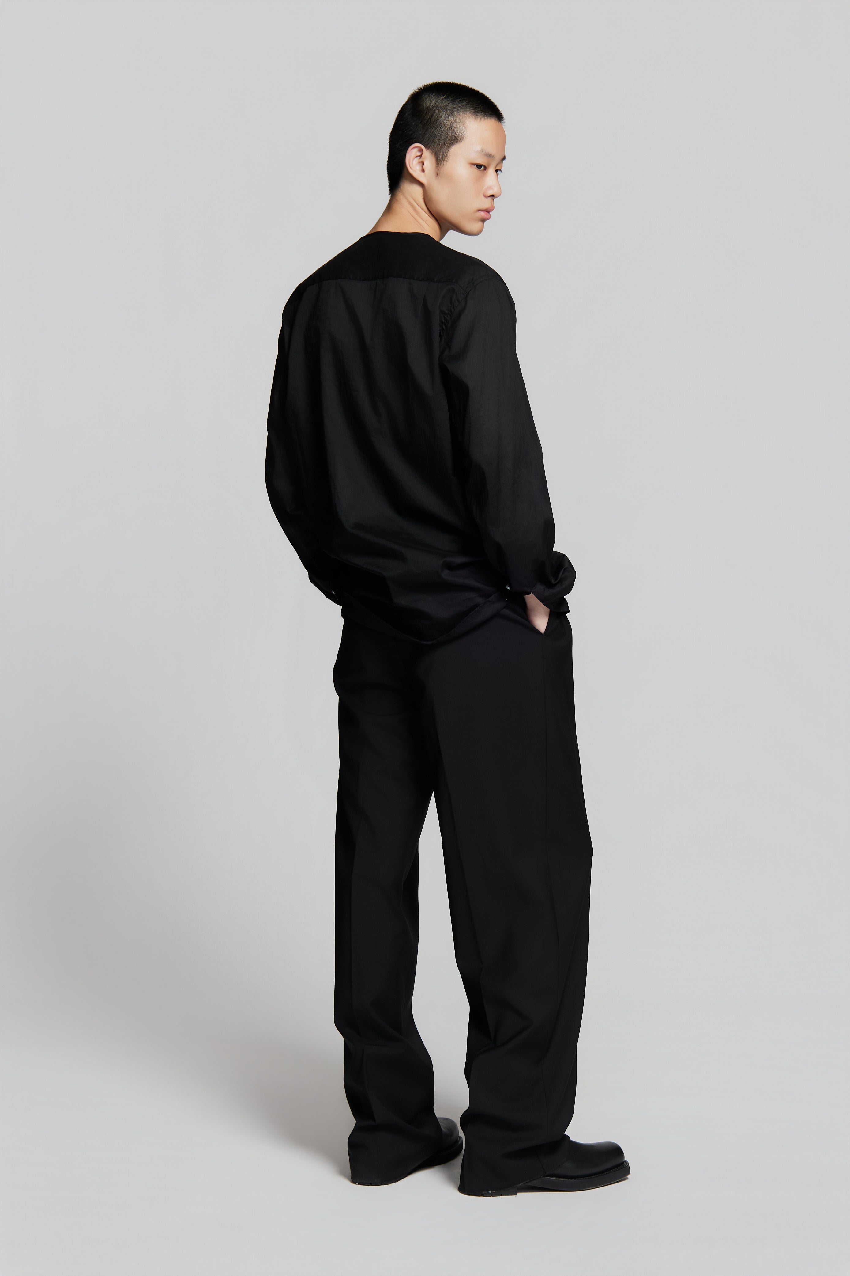 paura-Euclide Single-Button Shirt Black-15DP20040000001