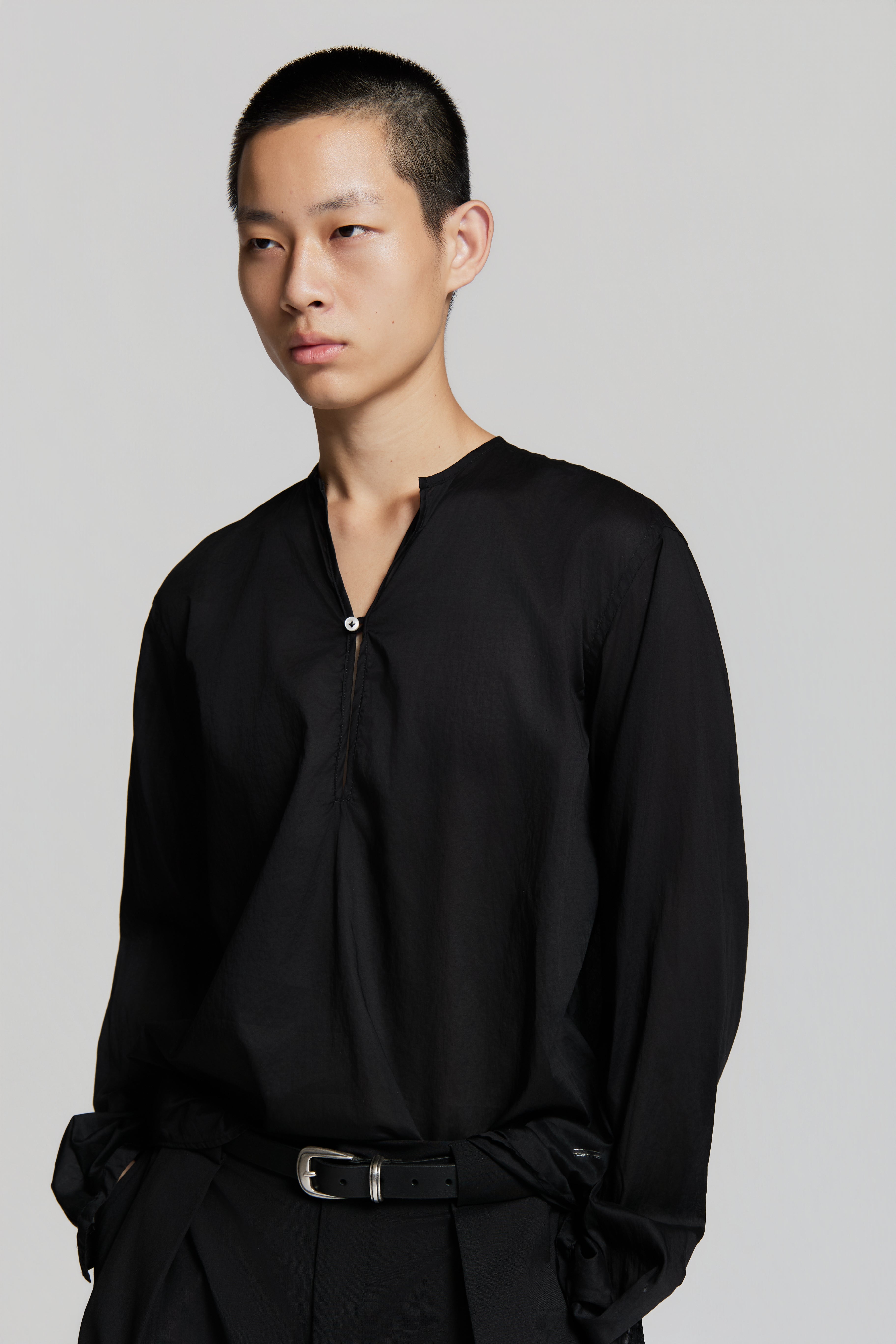 paura-Euclide Single-Button Shirt Black-15DP20040000001