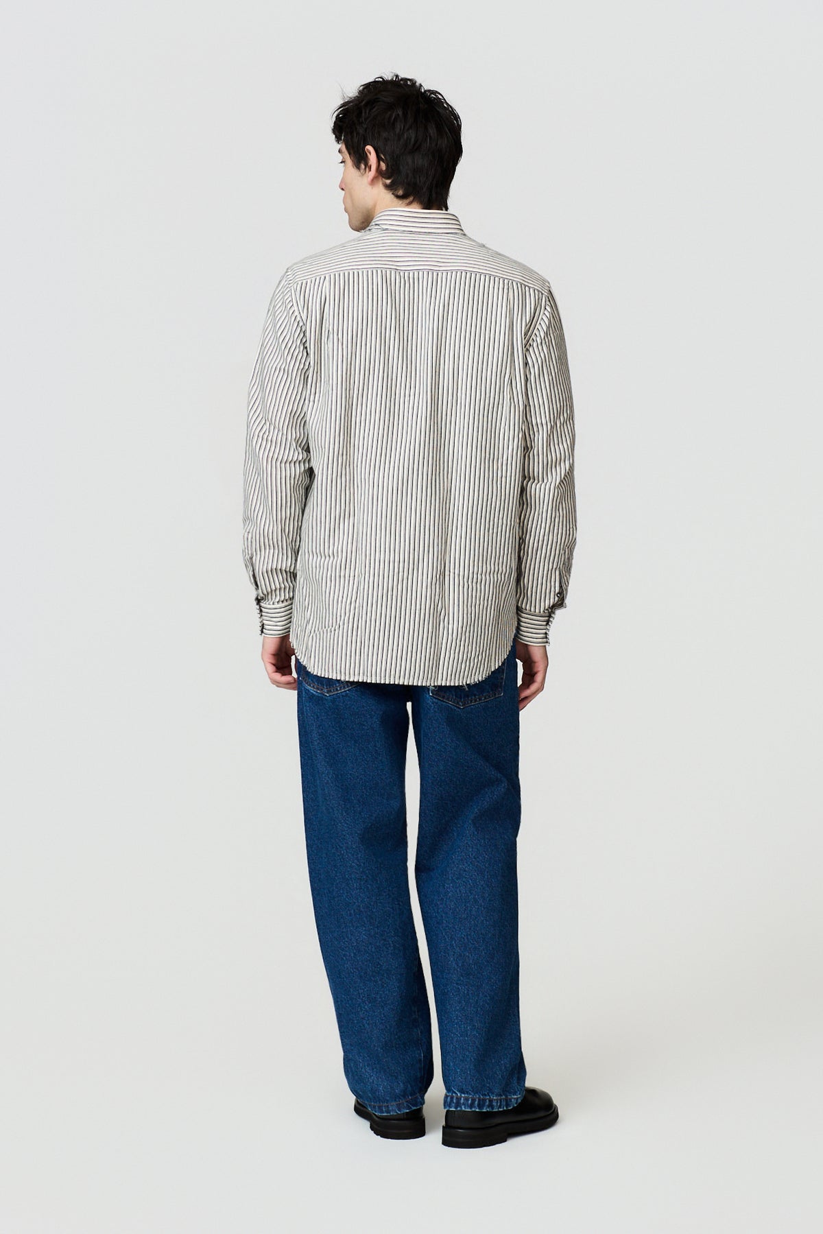 paura-Fedone Distressed Striped Shirt - Off White/Black Stripes-16DP20030000020