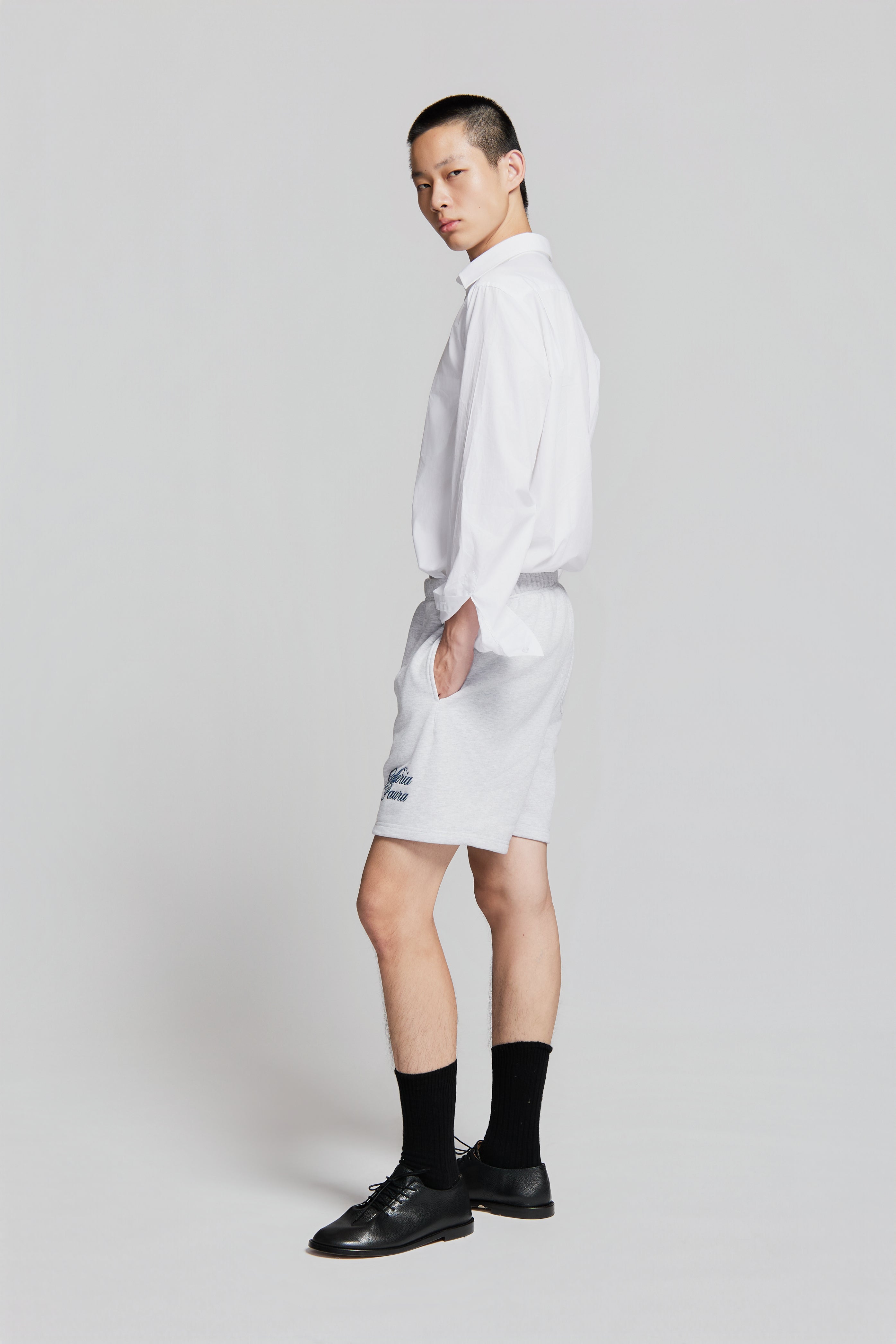 paura-Filippo Galleria Paura Shorts Grey Melange-15DP40180000024