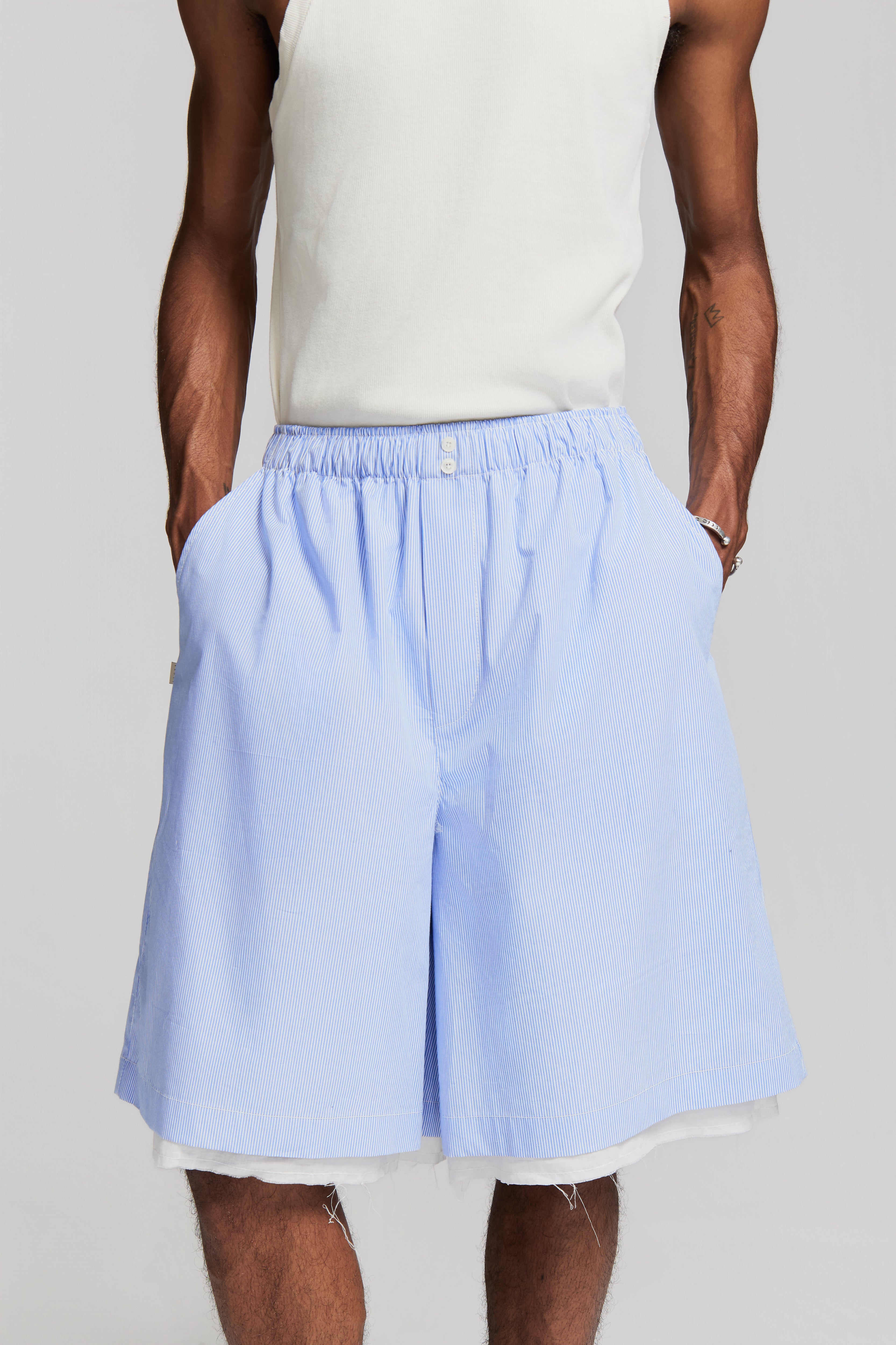 paura-Filolao Shorts Light Blue With Stripes-15DP40200000030