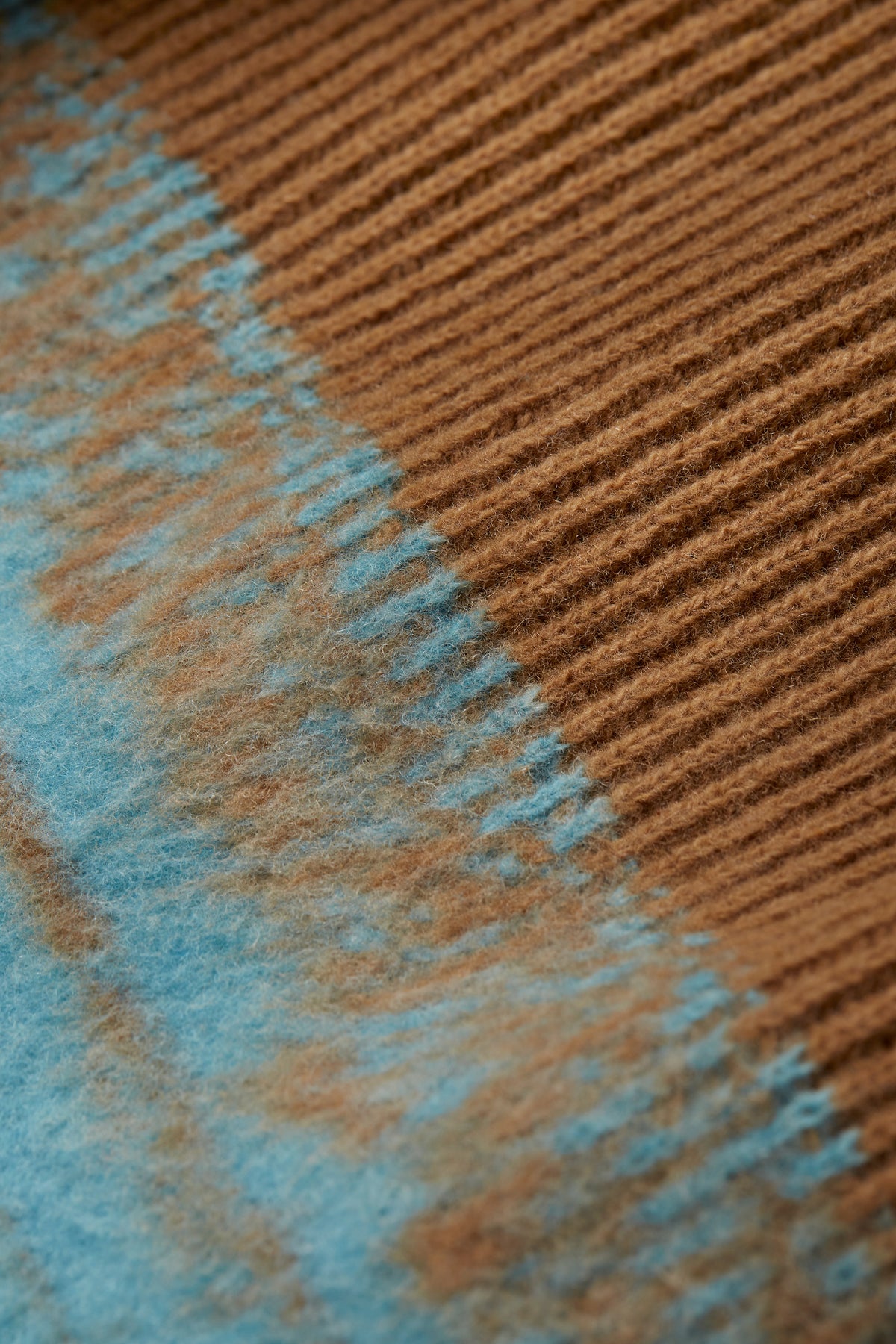 paura-Hybris English Rib Half-Zip - Camel/Turquoise-6DP30080000064
