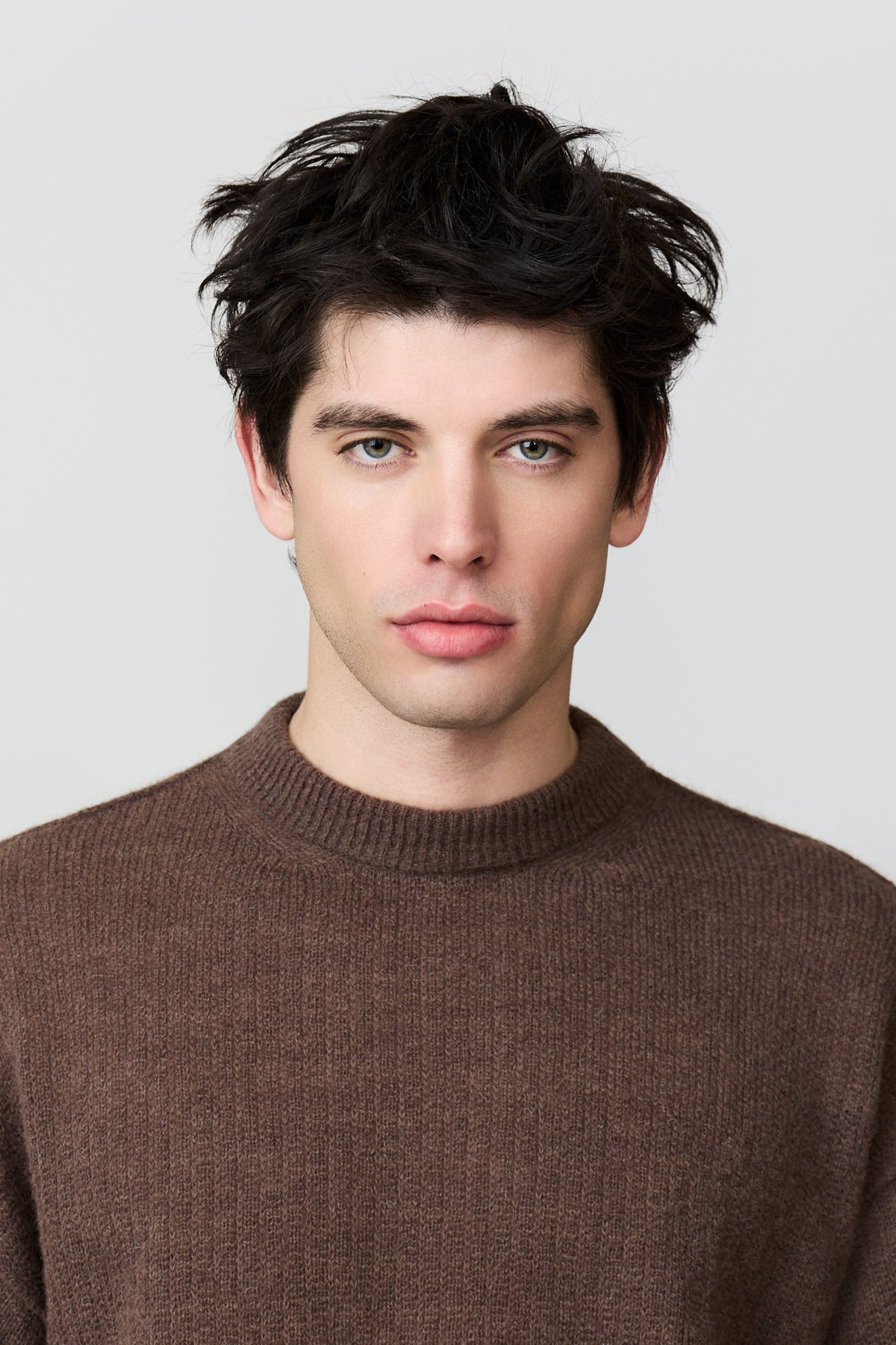 paura-Malenia Plain-Knit Wool Crewneck - Brown-16DP60130000016