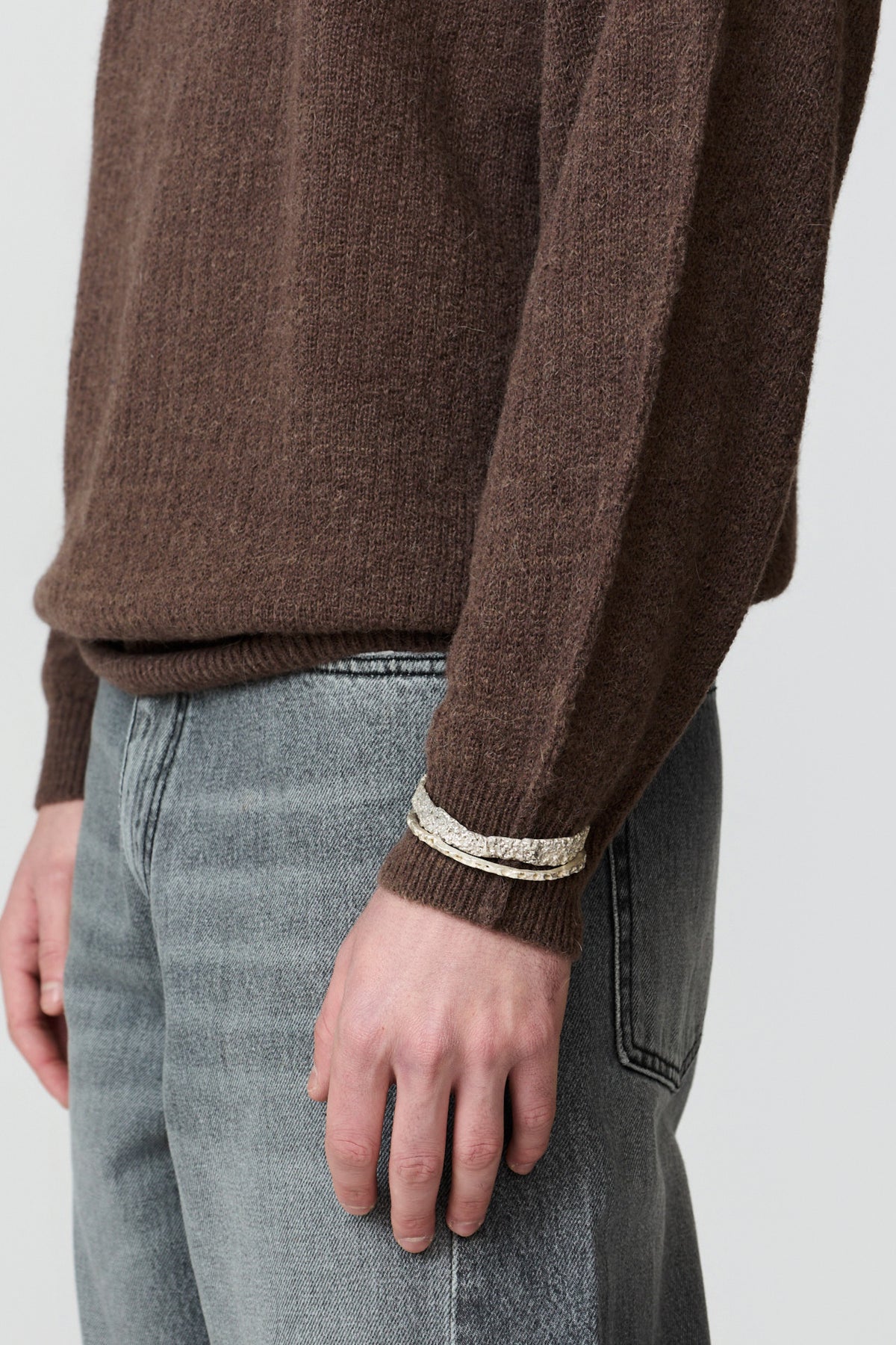 paura-Malenia Plain-Knit Wool Crewneck - Brown-16DP60130000016