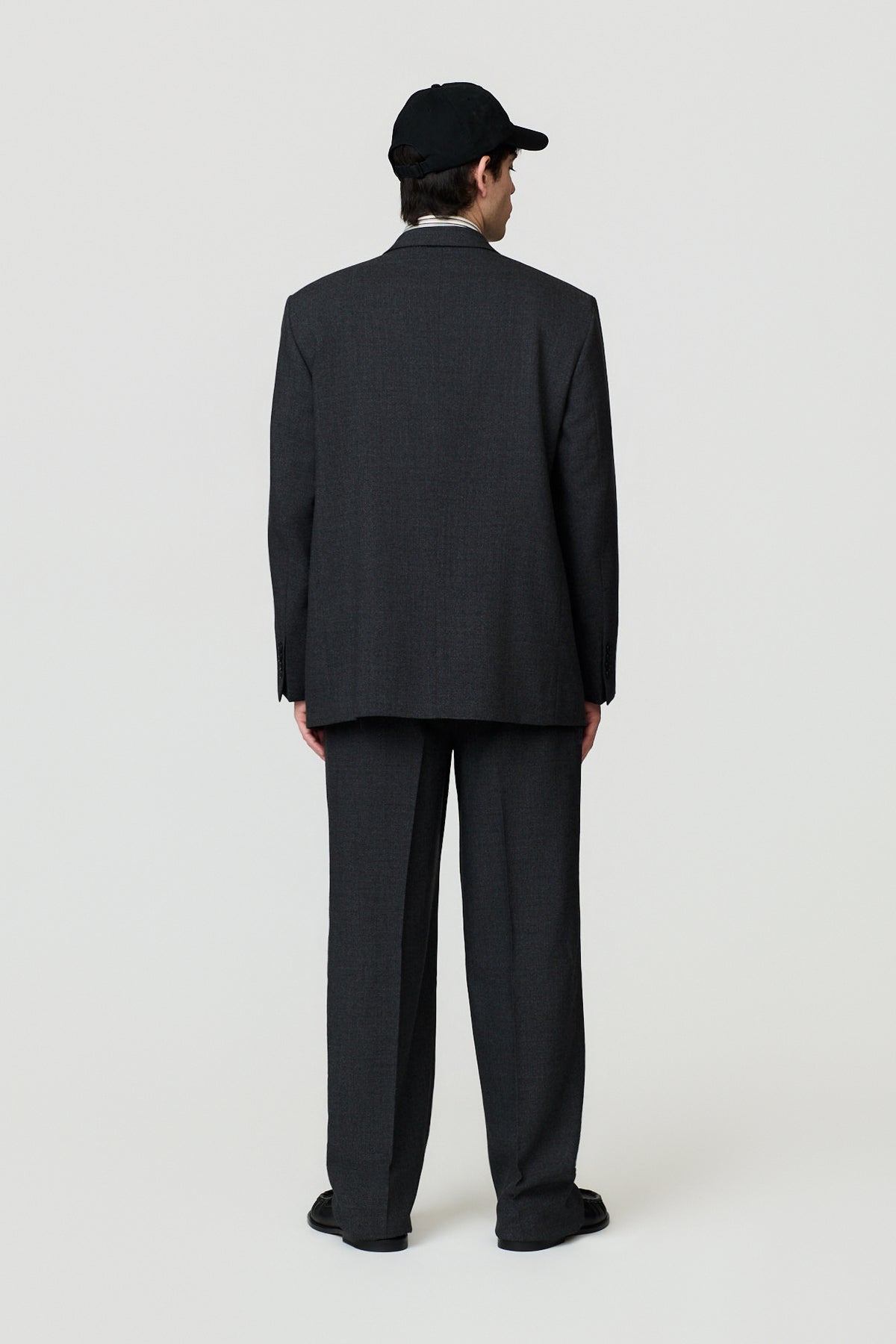 paura-Nicos Peak Lapel Classic Jacket - Dark Grey-16DP50050000037