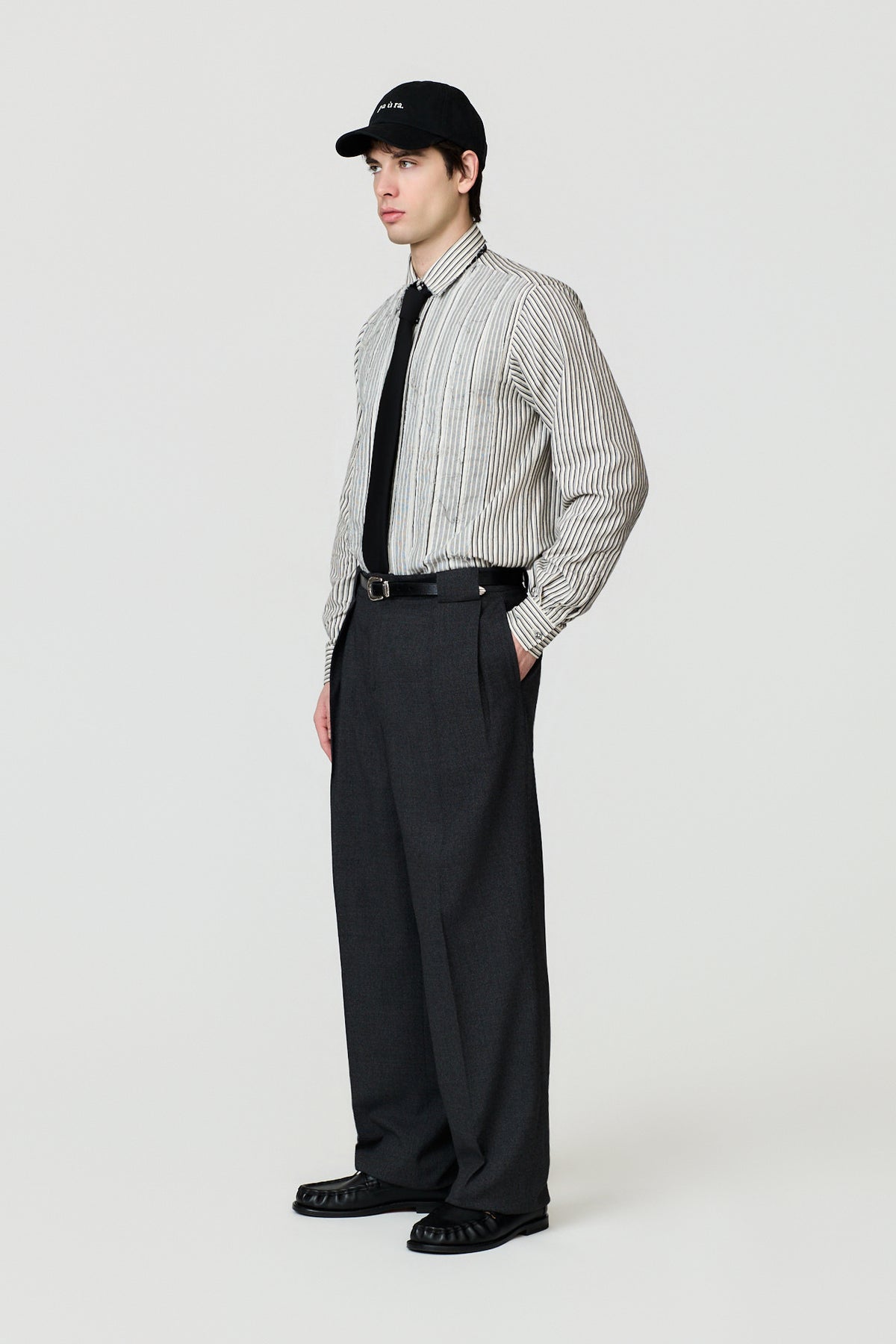 paura-Noge Wide-Leg Relaxed Trousers - Dark Grey-16DP50050000037