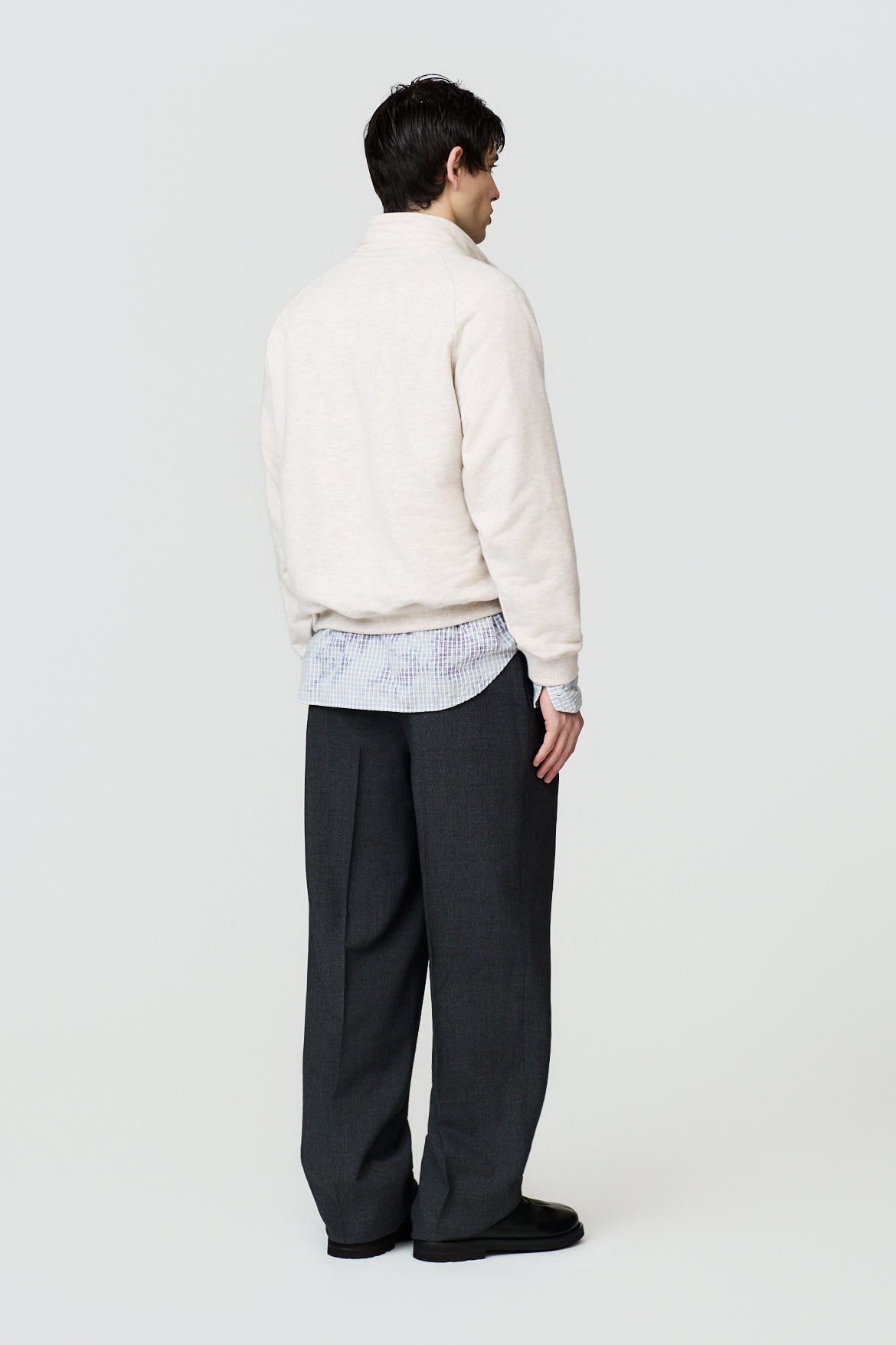 paura-Ophion Embroidered Raglan Half-Zip - Grey Melange-16DP30072040026