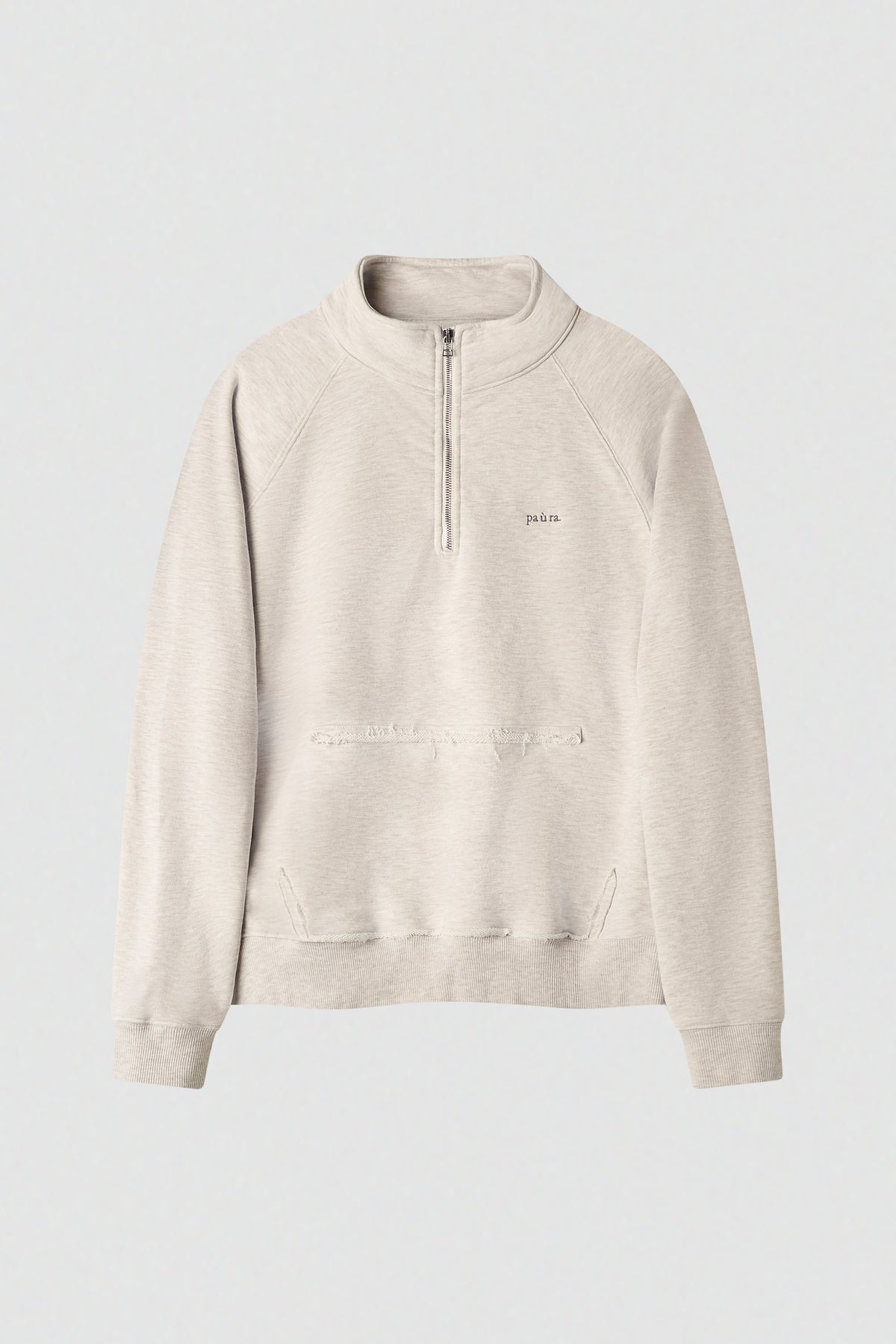paura-Ophion Embroidered Raglan Half-Zip - Grey Melange-16DP30072040026