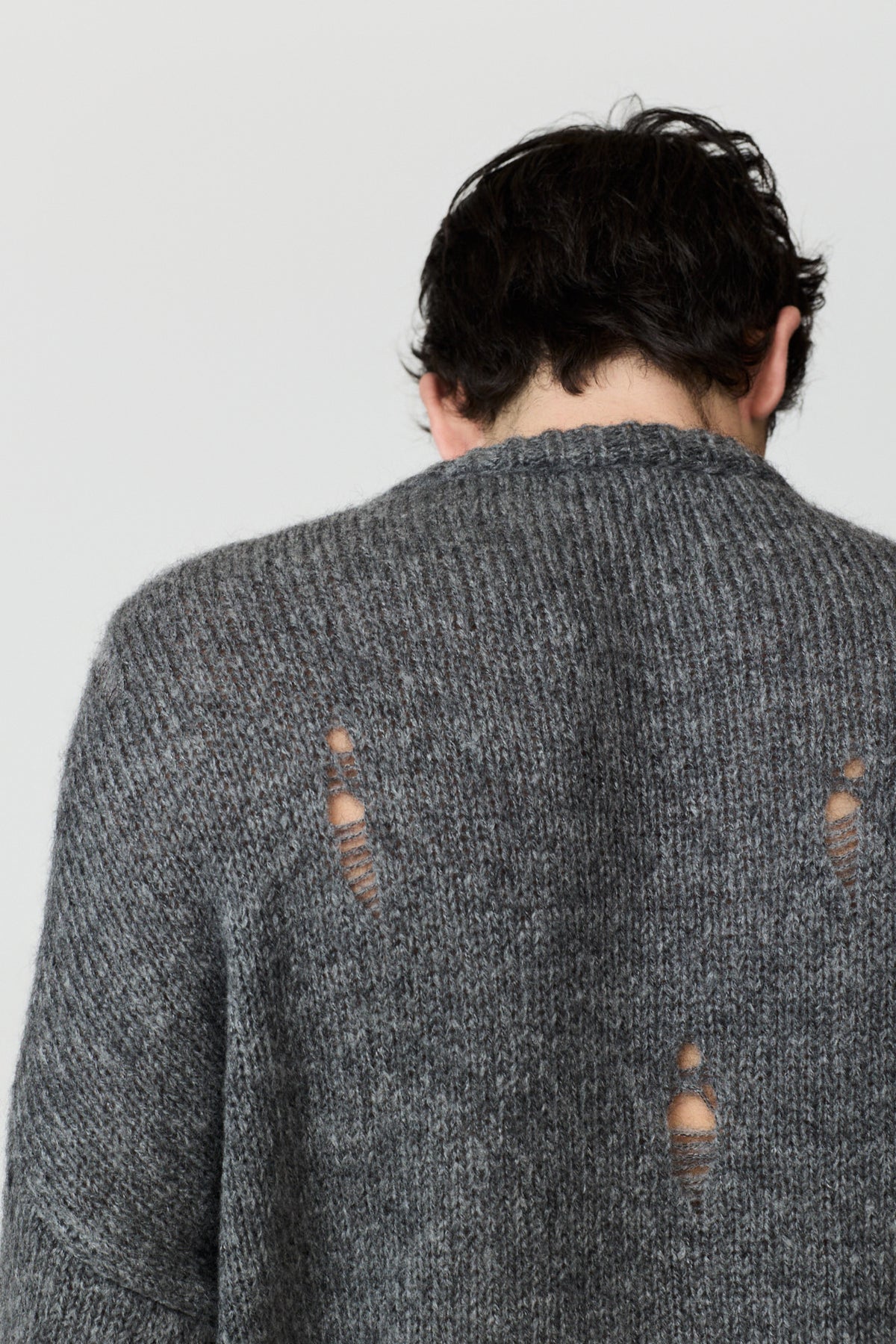 paura-Orfei Distressed Argyle Crewneck - Antracite/Black-16DP60110000037