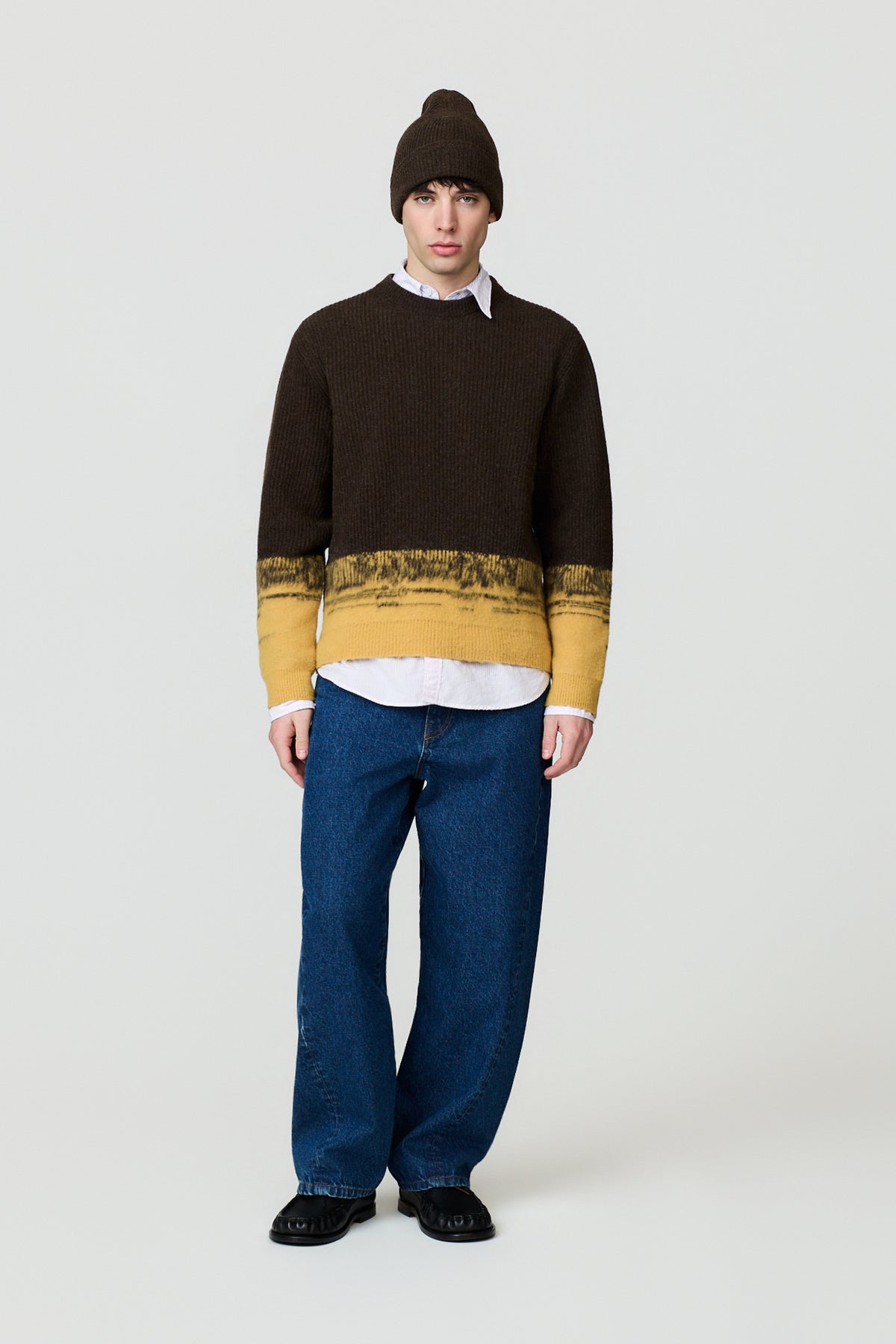 paura-Pegaso English Rib Crewneck - Brown/Yellow-16DP60070000016