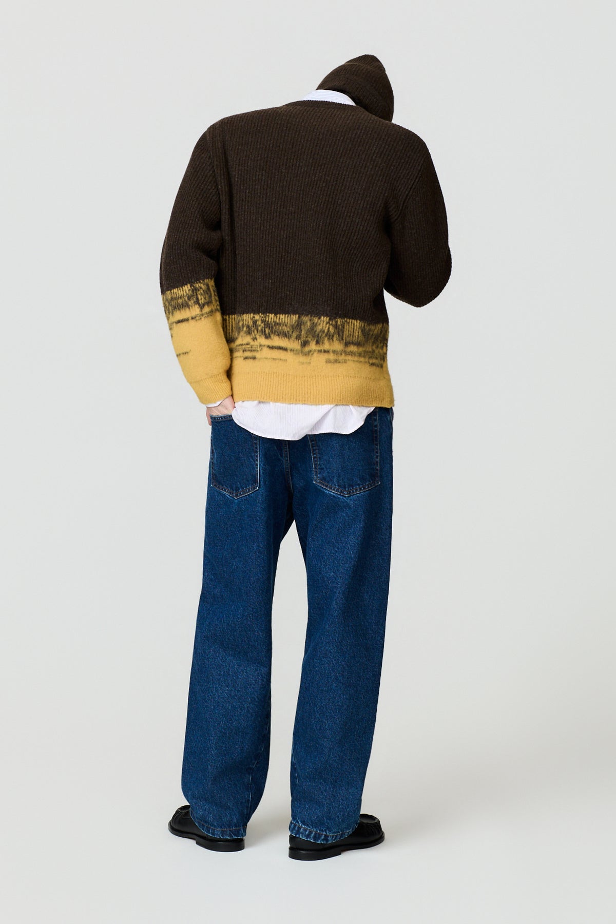 paura-Pegaso English Rib Crewneck - Brown/Yellow-16DP60070000016