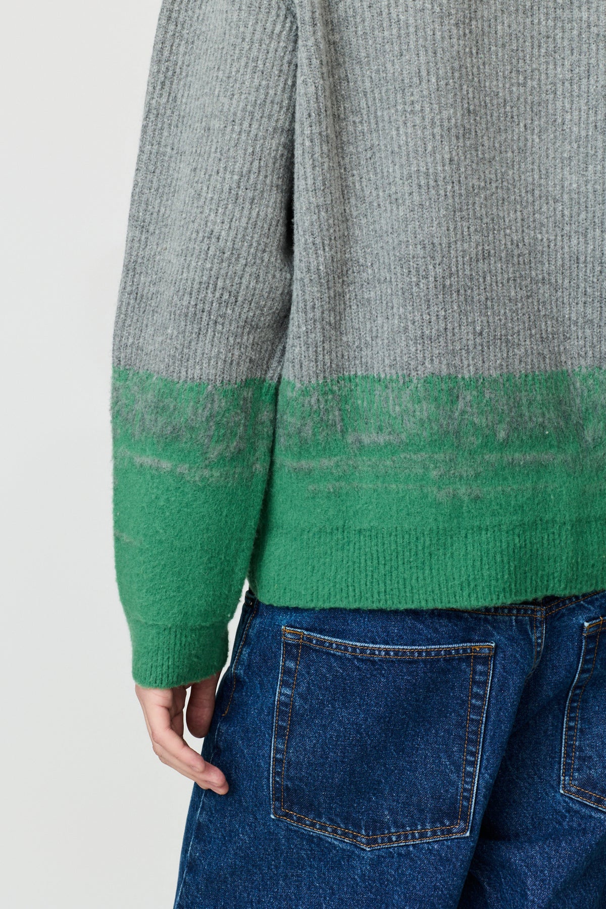 paura-Pegaso English Rib Crewneck - Grey/Green-16DP60070000039