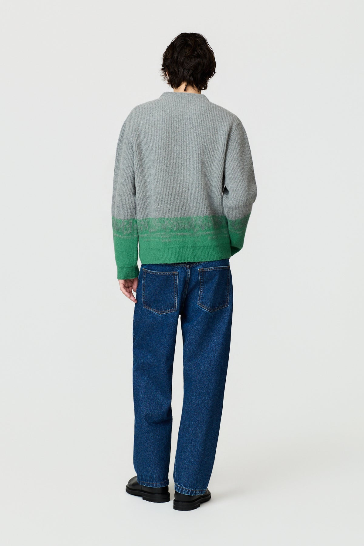 paura-Pegaso English Rib Crewneck - Grey/Green-16DP60070000039