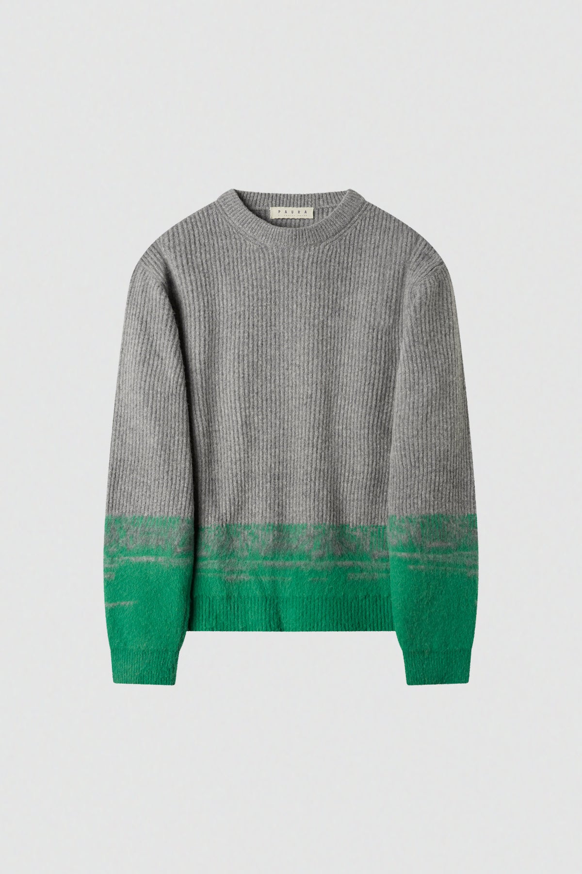 paura-Pegaso English Rib Crewneck - Grey/Green-16DP60070000039